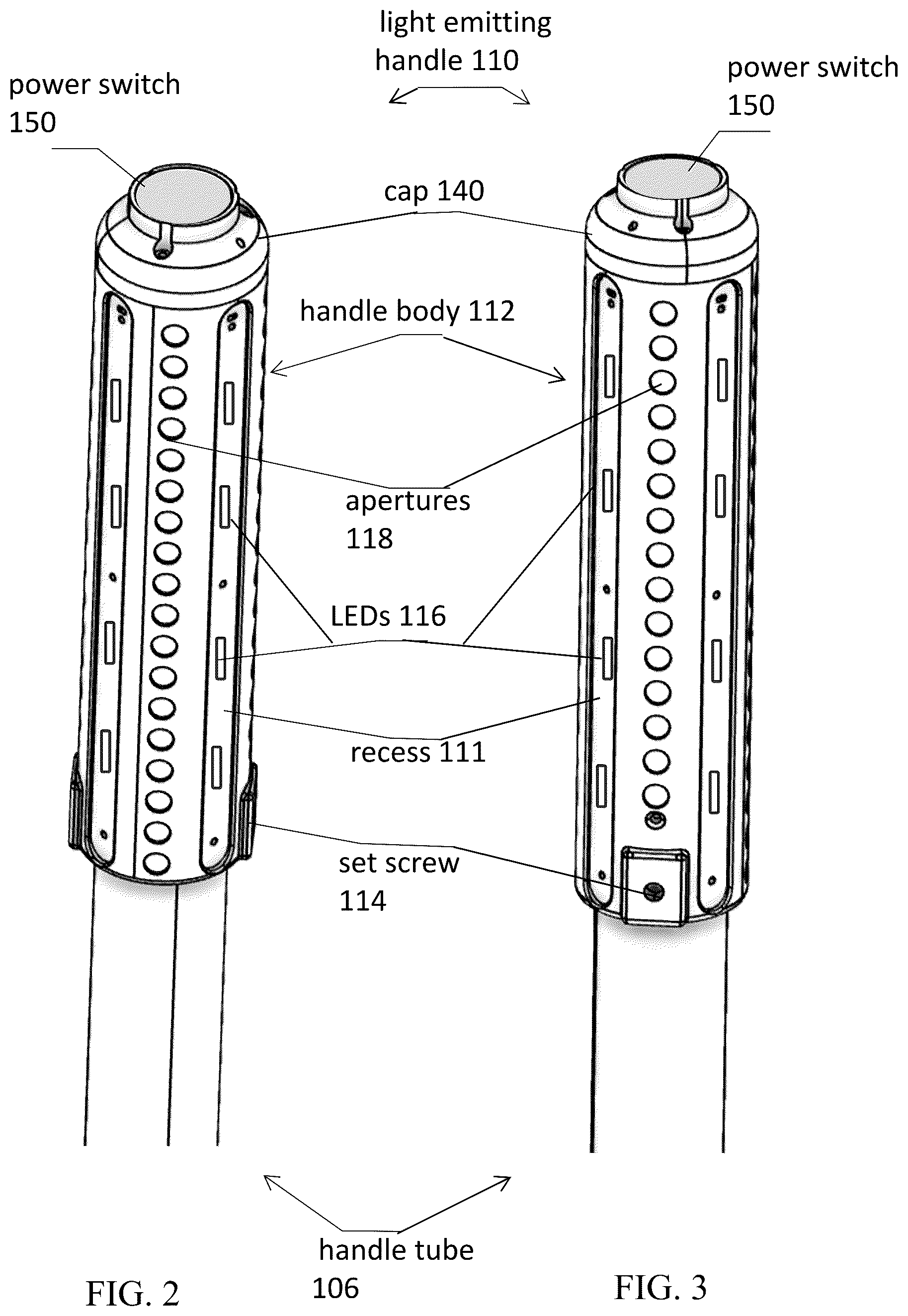 Patent US12351102 Figure 2 – Light emitting handle
