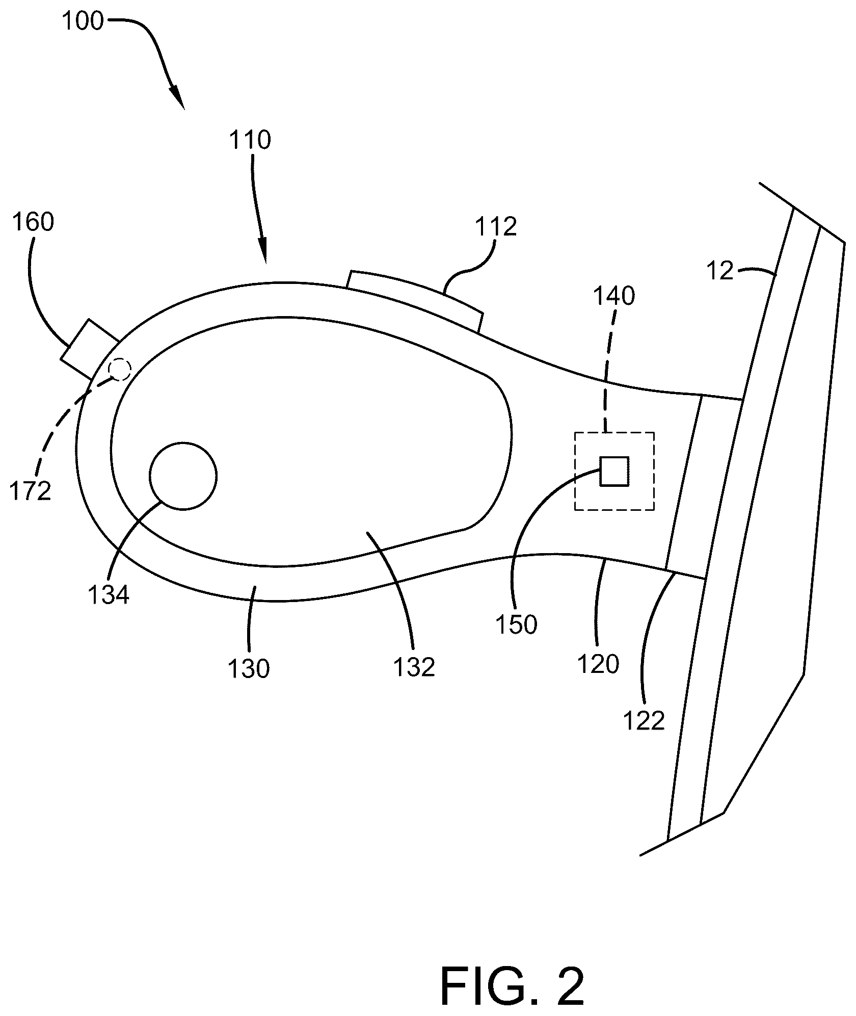 Patent US12351103 Figure 2 – Safety view passenger door mirror device
