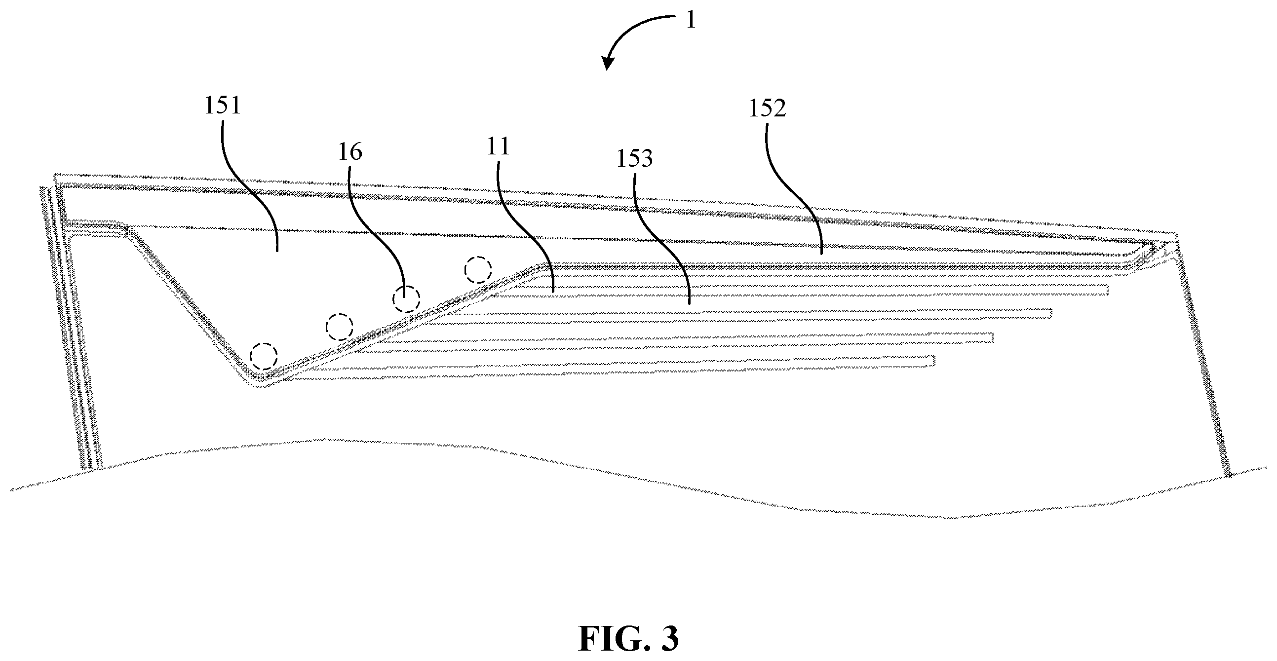 Patent US12351106 Figure 3 – Vehicle window assembly with plurality of light guide strips and vehicle having the same