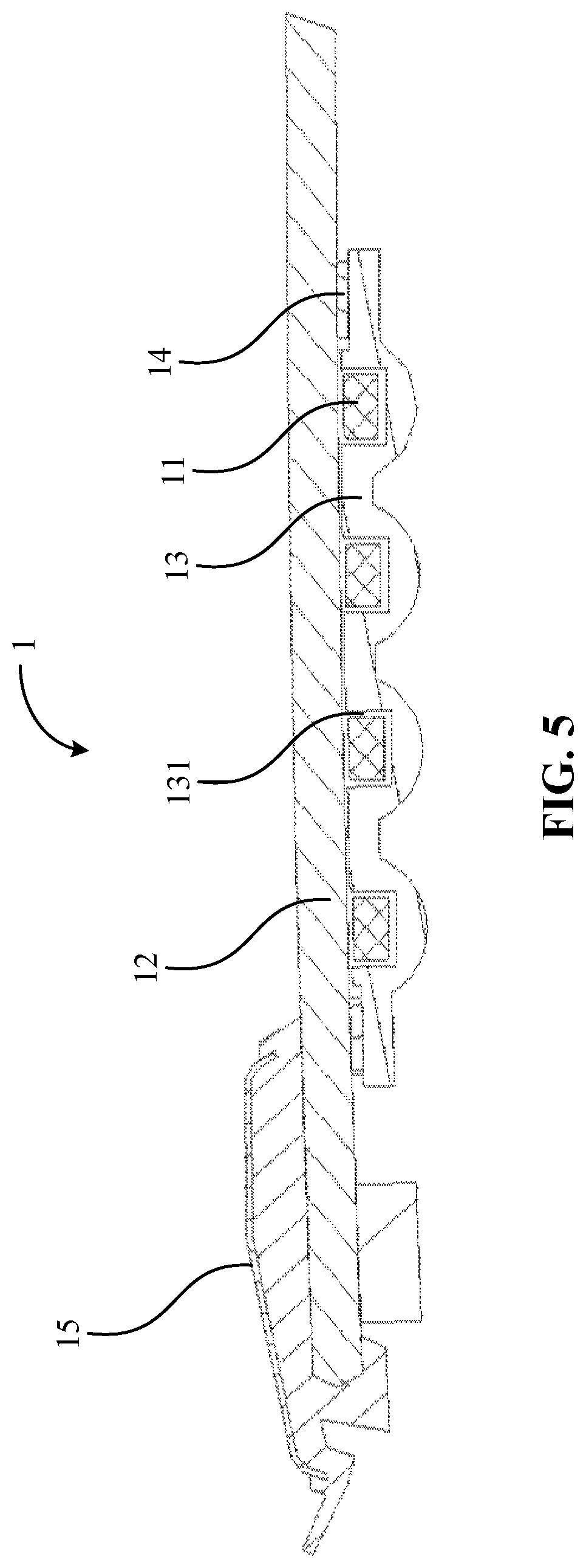 Patent US12351106 Figure 5 – Vehicle window assembly with plurality of light guide strips and vehicle having the same