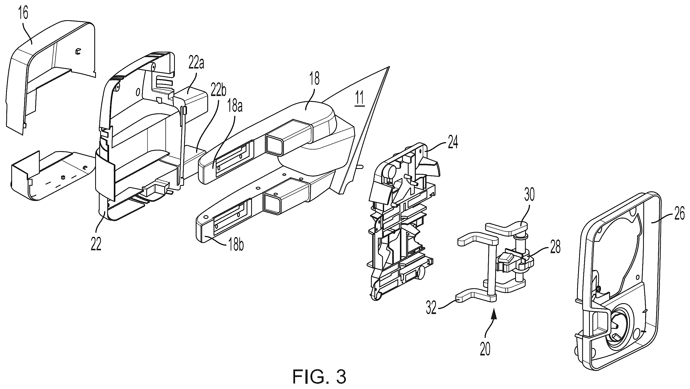 Patent US12351108 Figure 3 – Vehicular exterior rearview mirror assembly with extendable and retractable mirror head