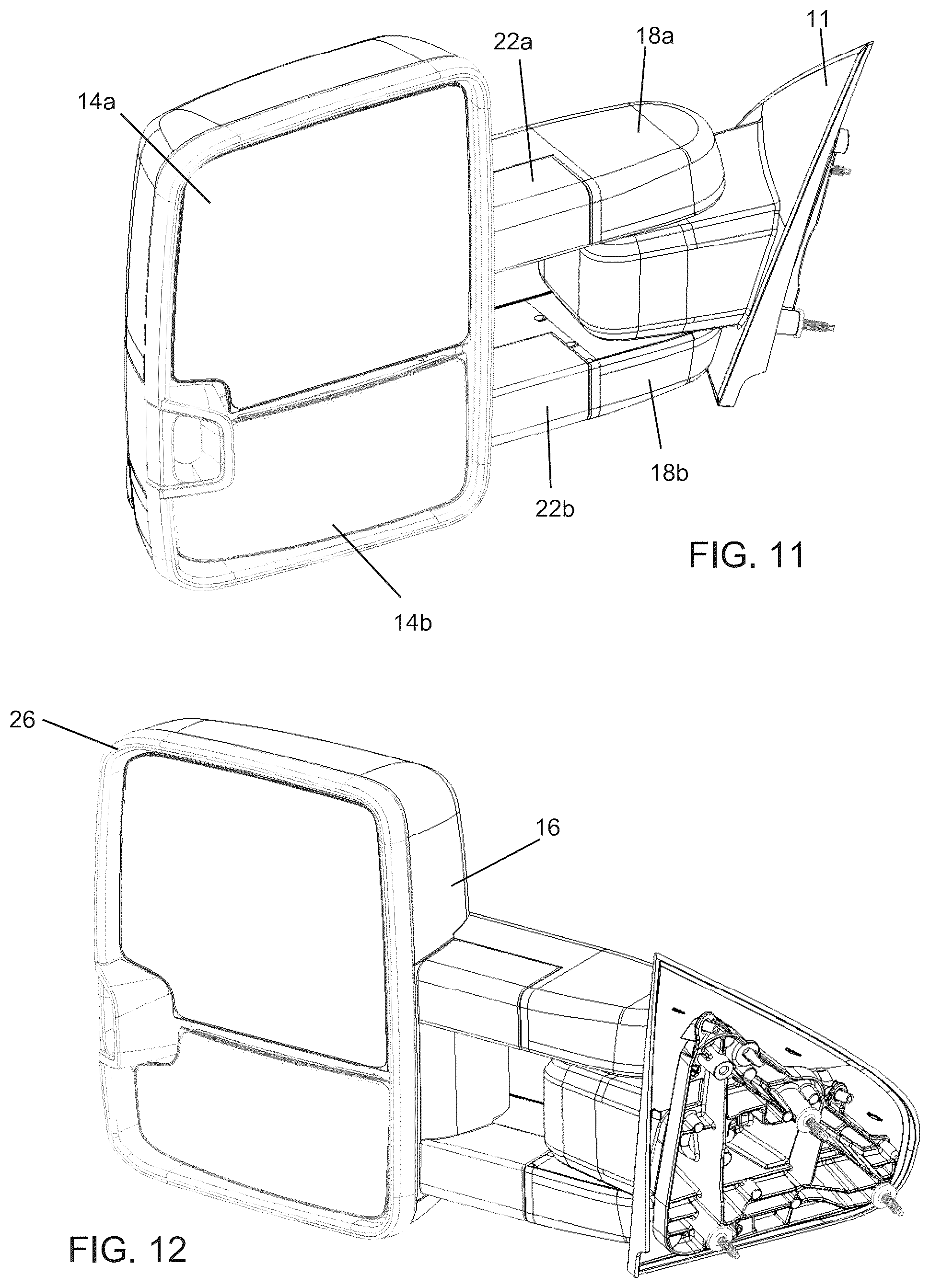 Patent US12351108 Figure 8 – Vehicular exterior rearview mirror assembly with extendable and retractable mirror head
