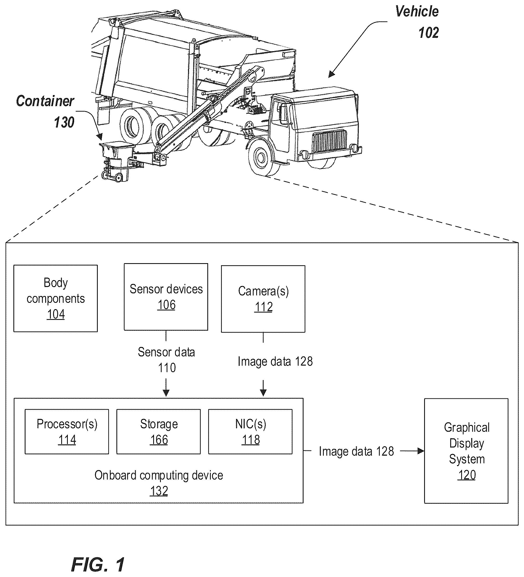 Patent US12351109 Figure 1 – Video display for refuse collection