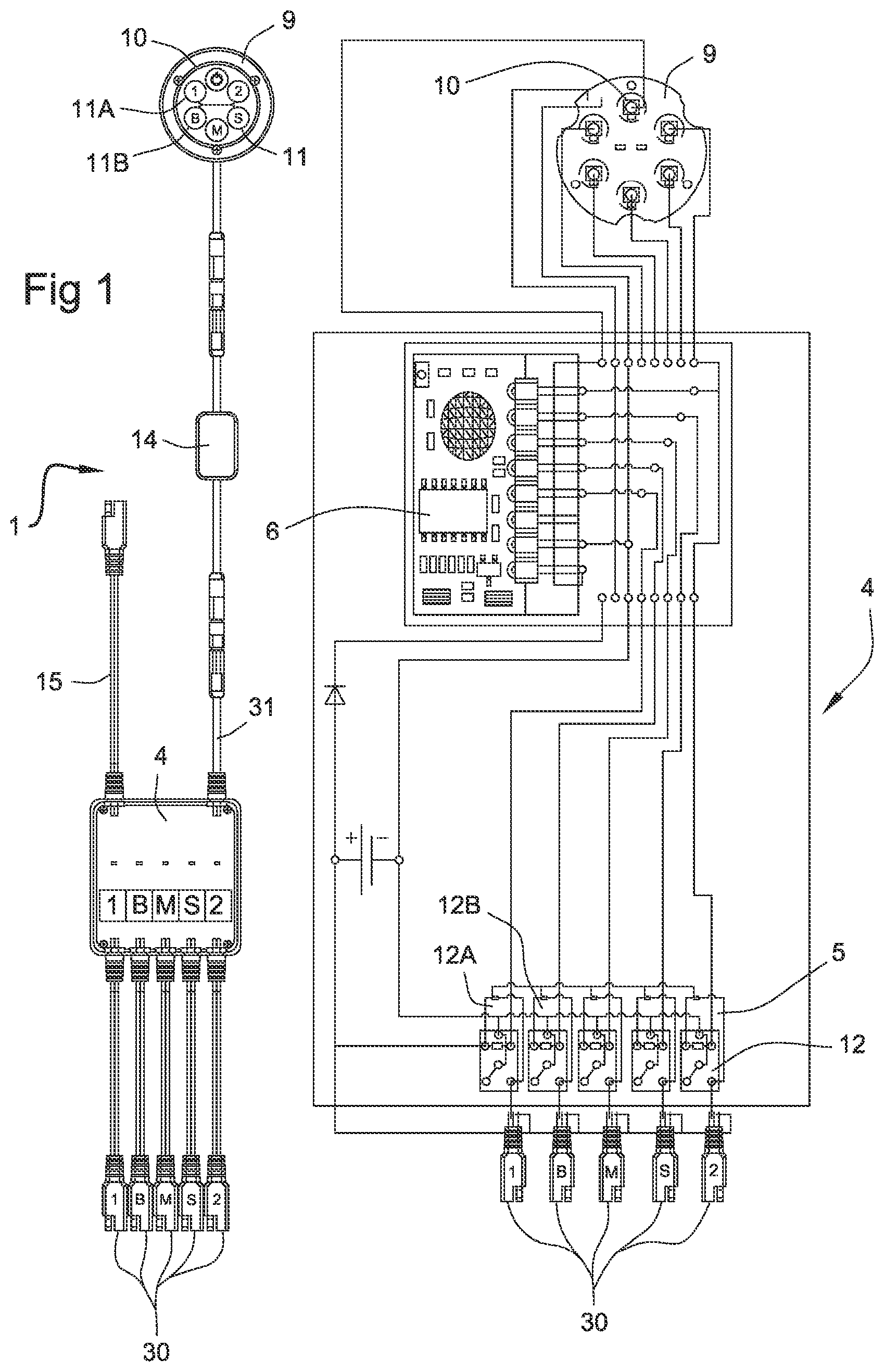 Patent US12351118 Figure 1 – Electrical distribution system for personal water craft and recreational vehicles