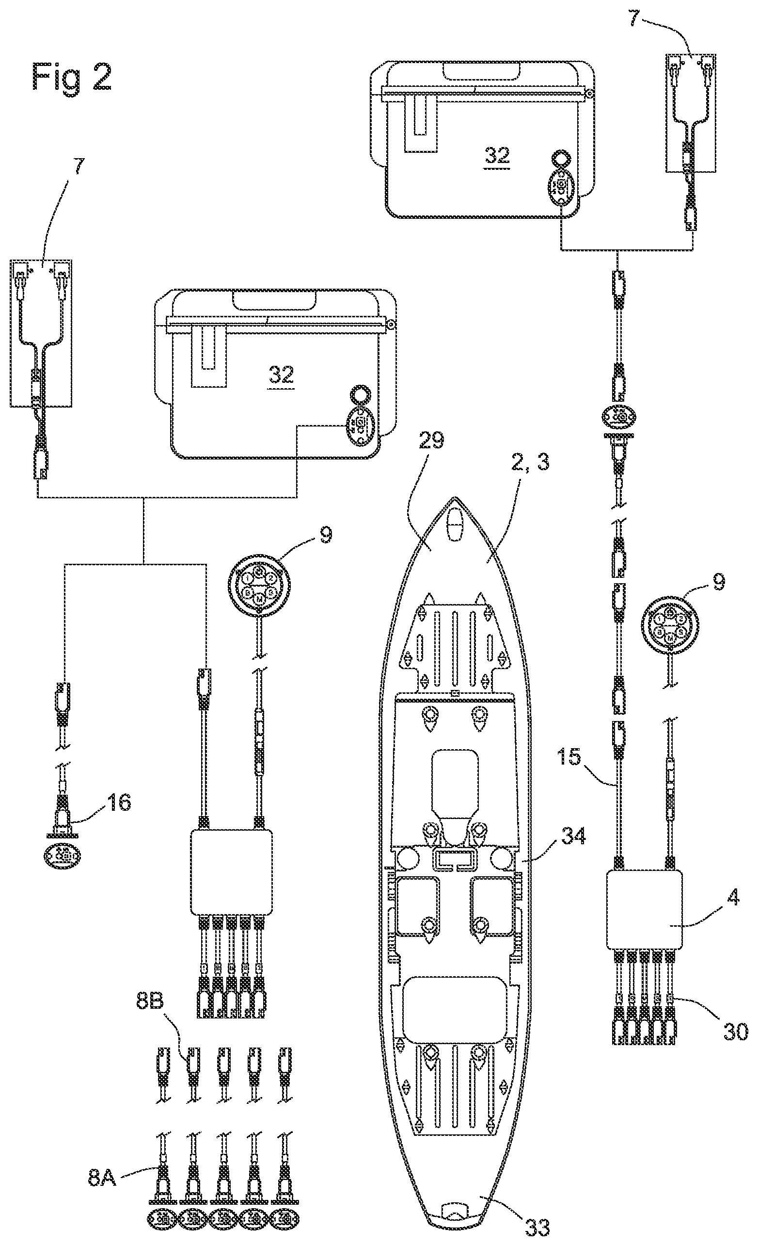 Patent US12351118 Figure 2 – Electrical distribution system for personal water craft and recreational vehicles