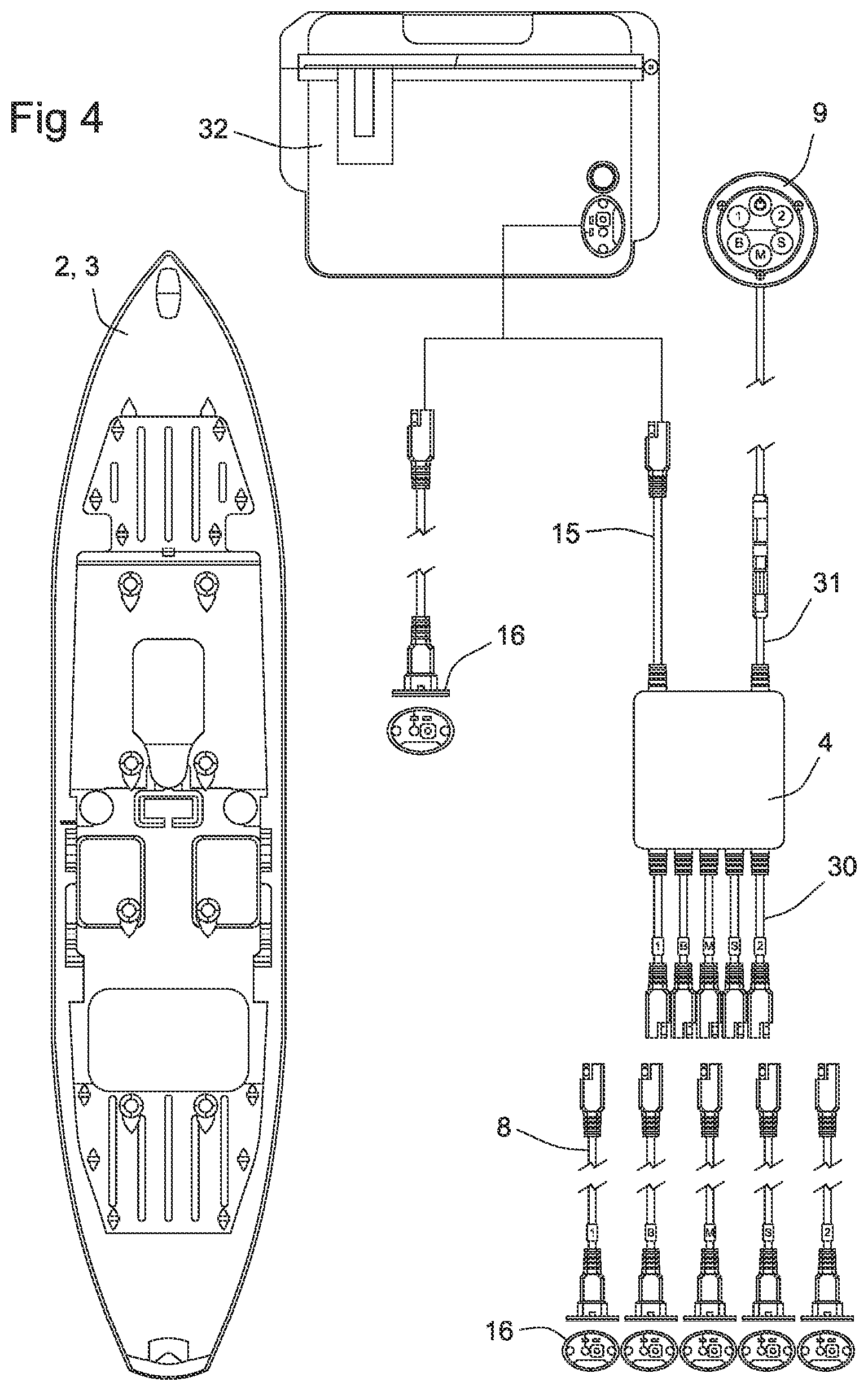 Patent US12351118 Figure 4 – Electrical distribution system for personal water craft and recreational vehicles