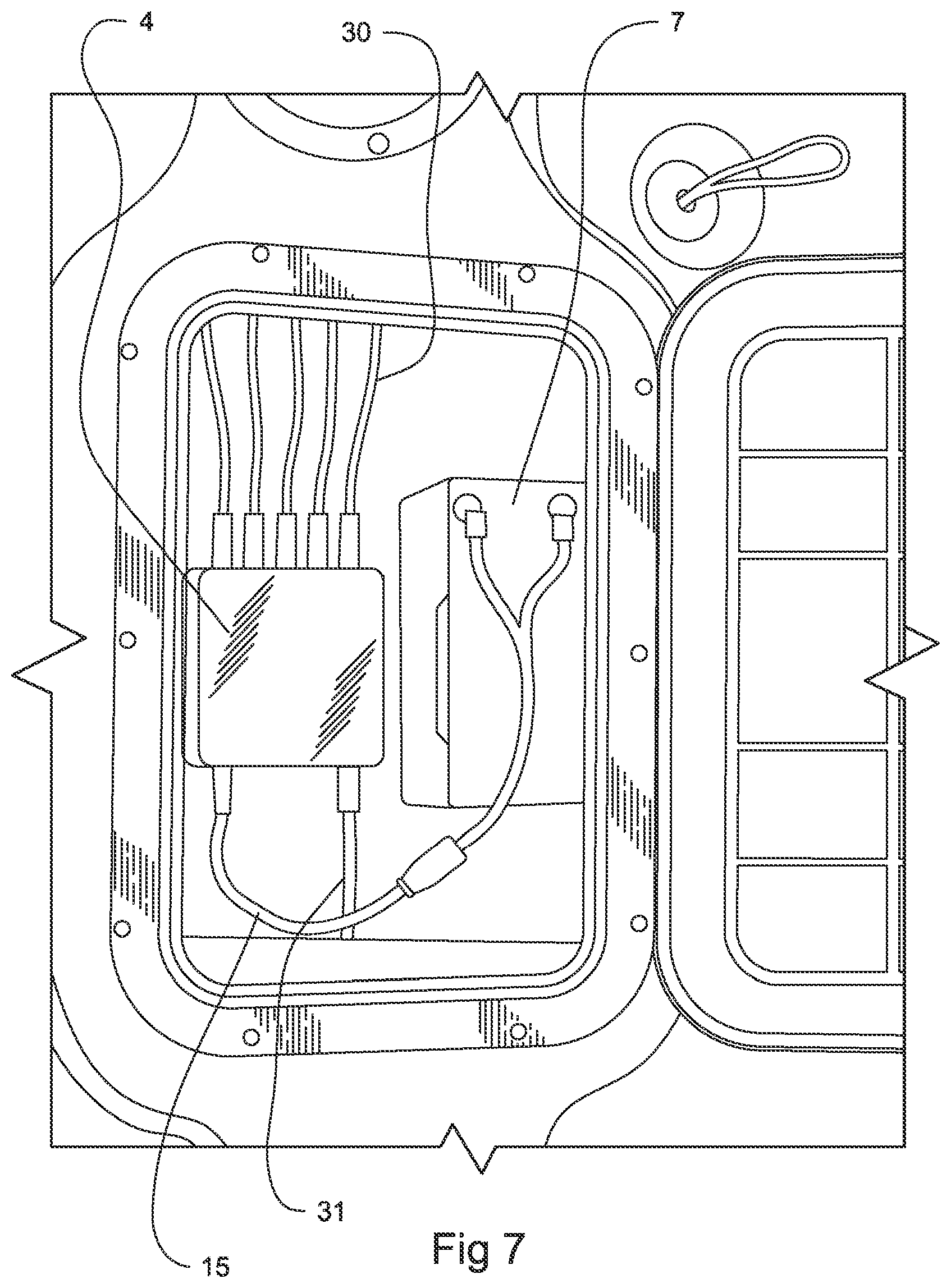 Patent US12351118 Figure 7 – Electrical distribution system for personal water craft and recreational vehicles