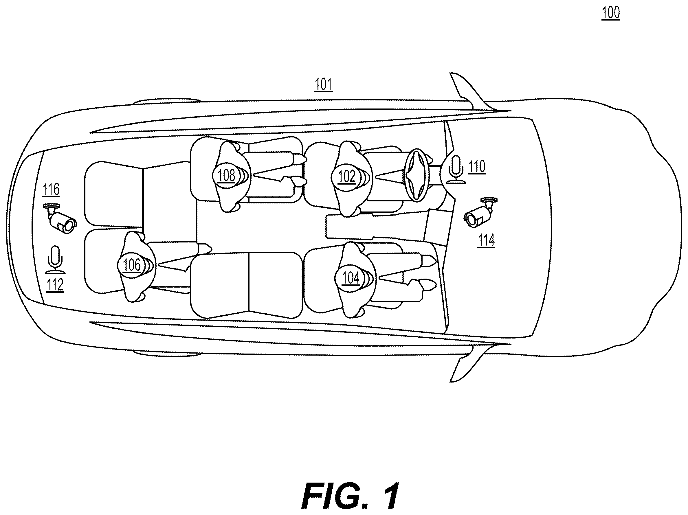 Patent US12351119 — Systems and methods for performing commands in a vehicle using speech and image recognition — Figure 1