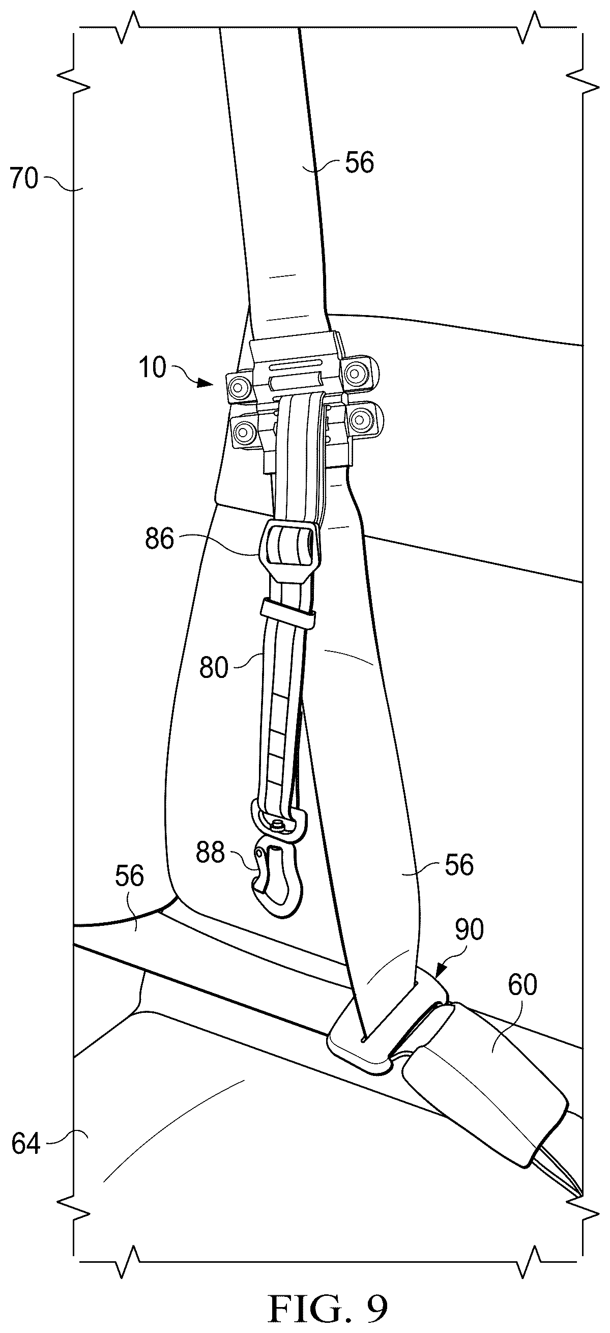 Patent US12351123 Figure 8 – Universal vehicle pet safety restraint device