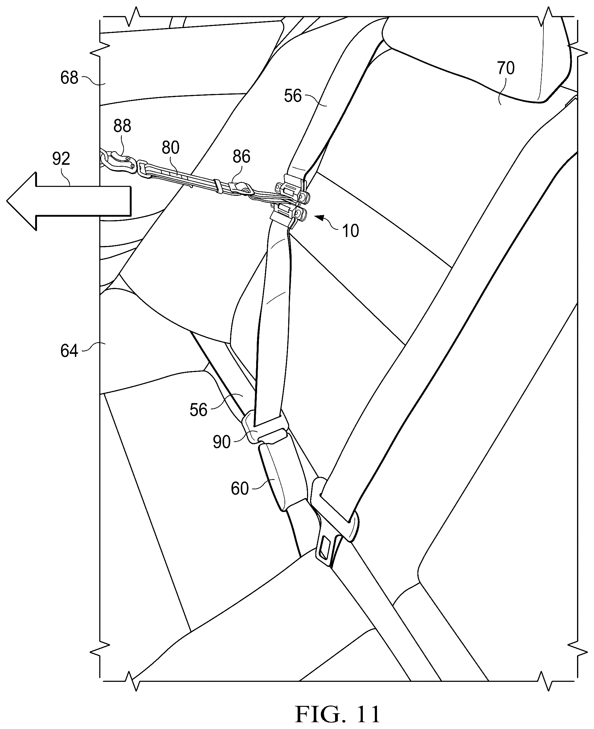 Patent US12351123 Figure 10 – Universal vehicle pet safety restraint device