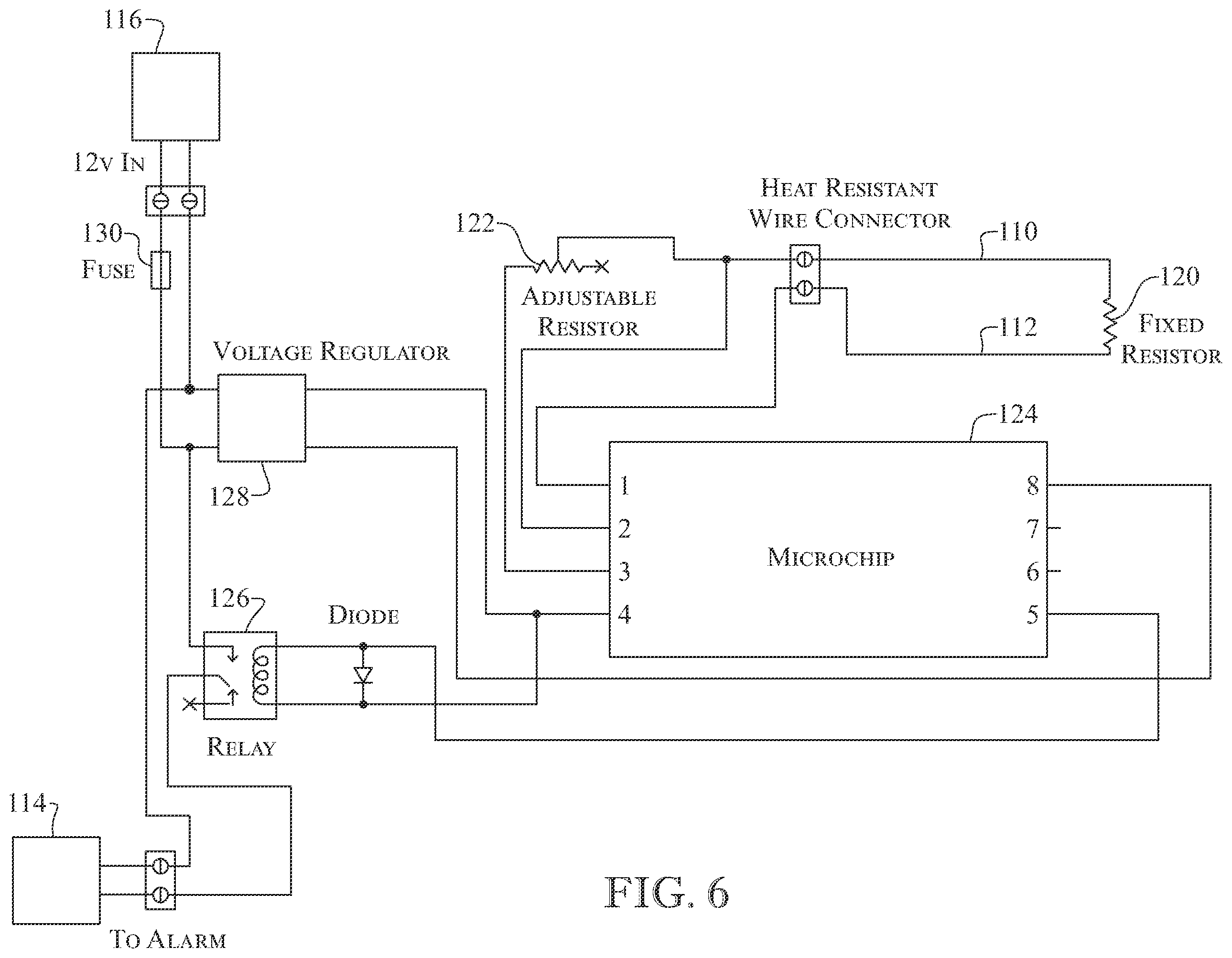 Patent US12351126 Figure 6 – Alarm system and method for detecting a removal of a catalytic converter or other item