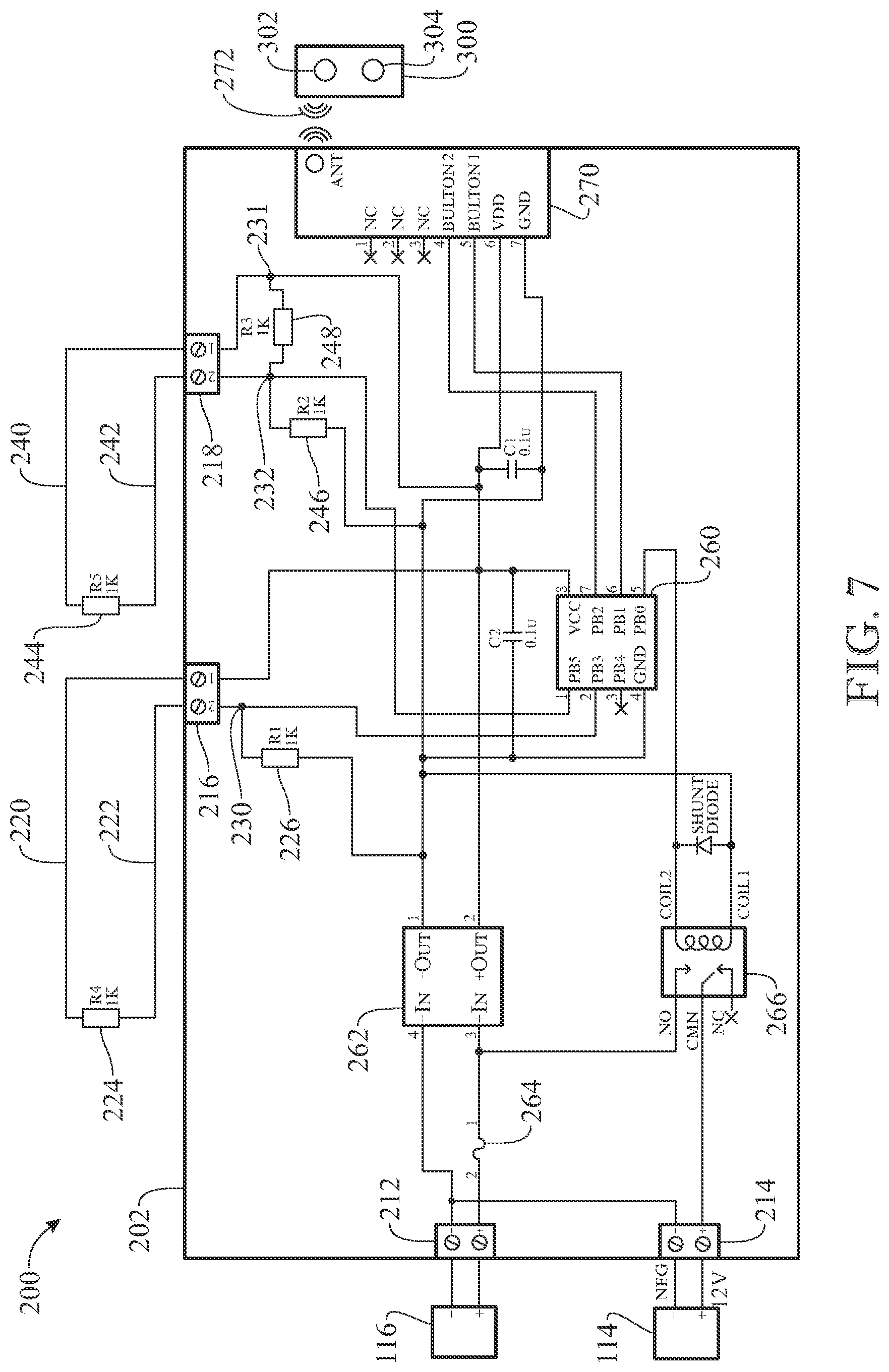 Patent US12351126 Figure 7 – Alarm system and method for detecting a removal of a catalytic converter or other item