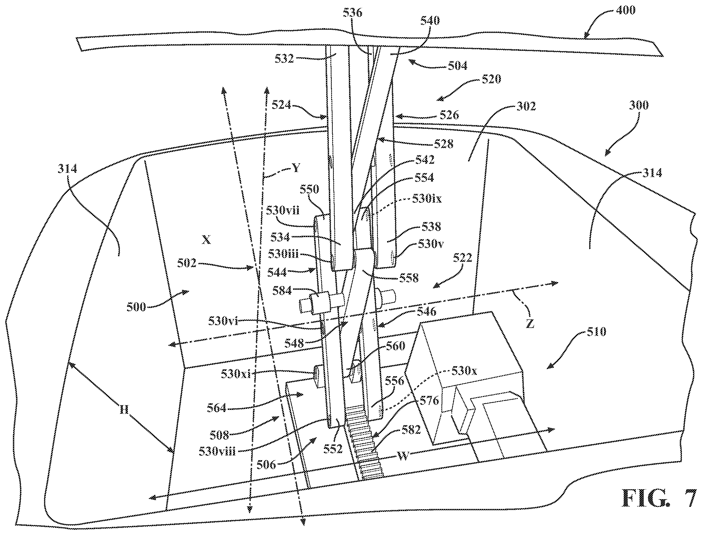 Patent US12351131 Figure 5 – Vehicle consoles including storage compartments