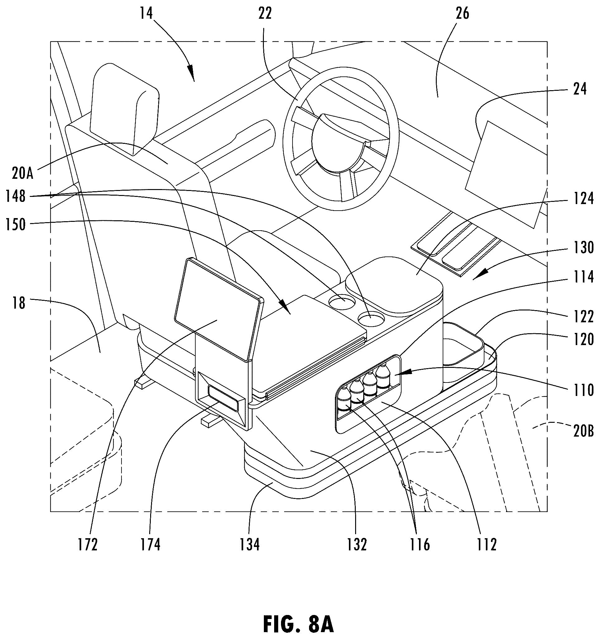 Patent US12351134 Figure 9 – Vehicle console having ride share and/or delivery service features