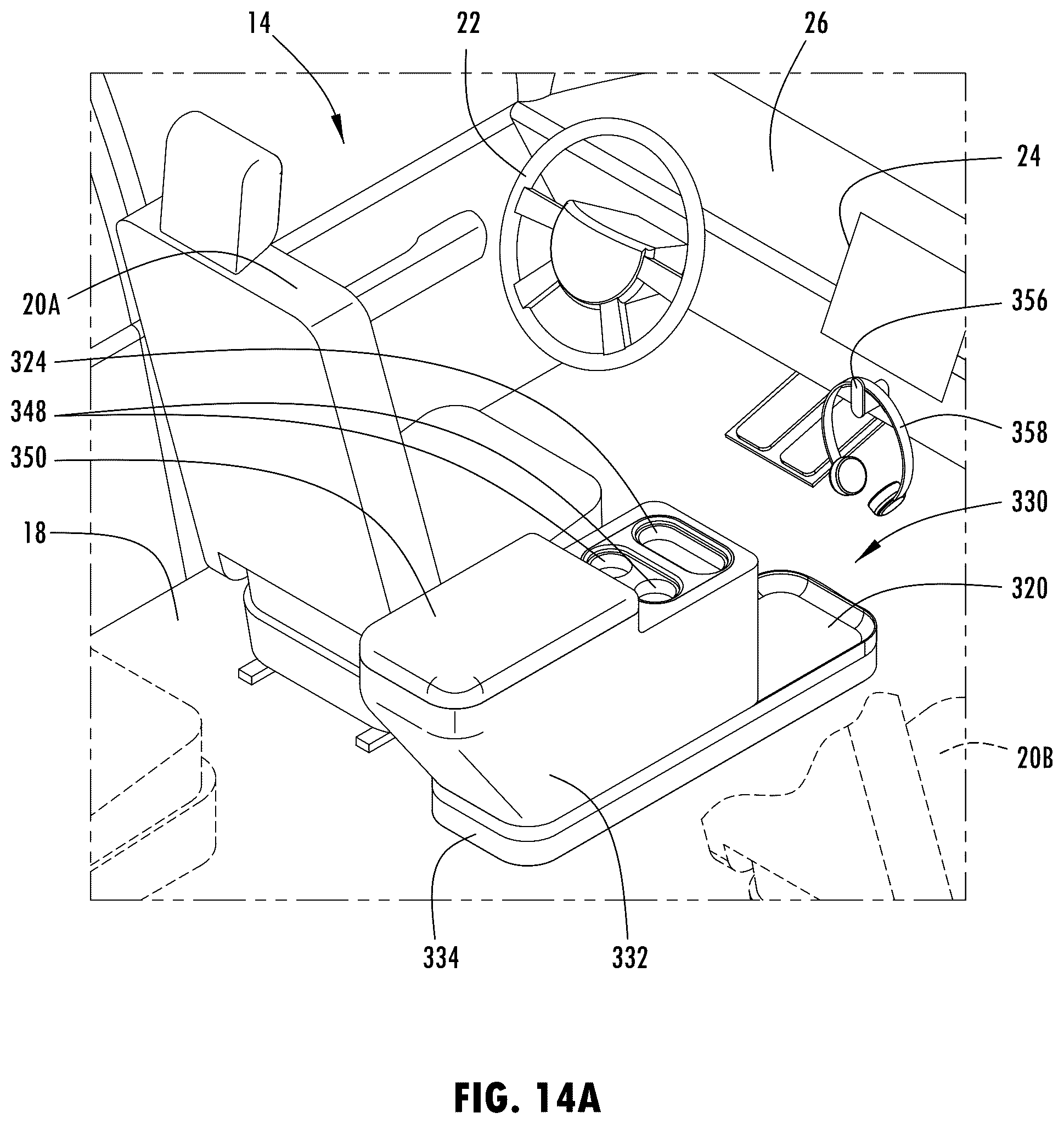Patent US12351134 Figure 18 – Vehicle console having ride share and/or delivery service features