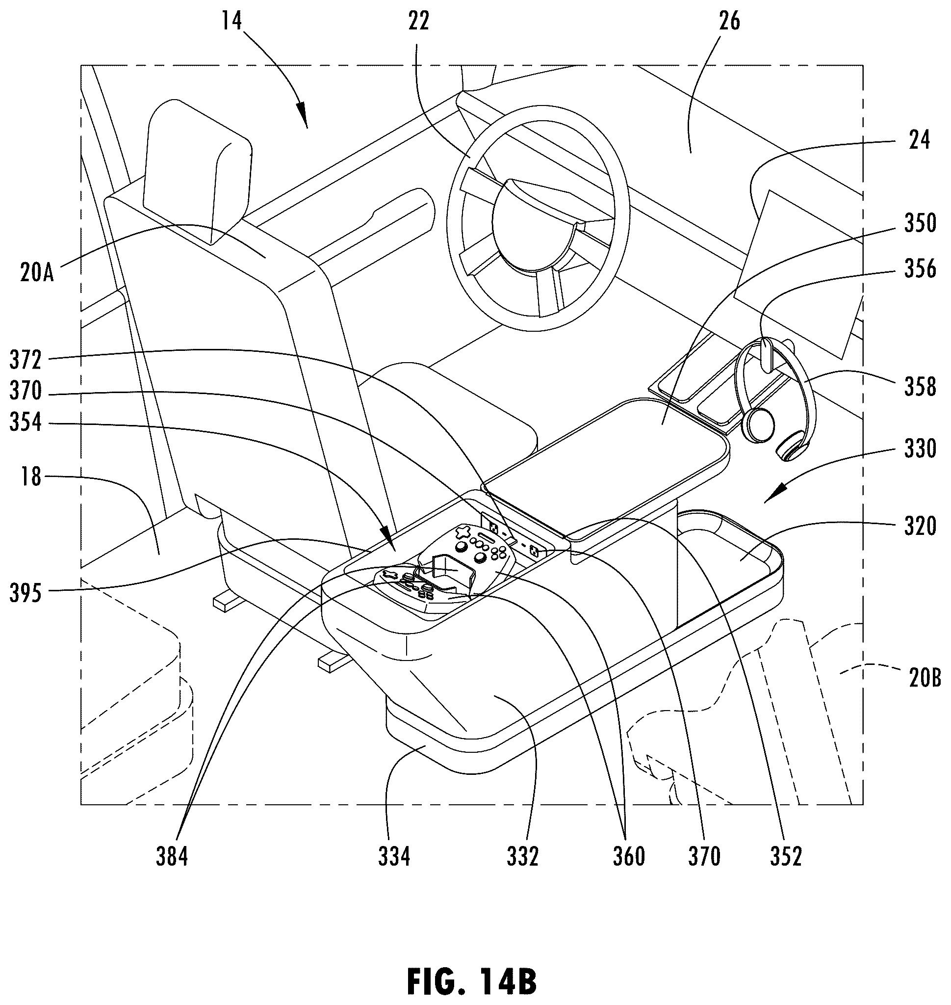 Patent US12351134 Figure 19 – Vehicle console having ride share and/or delivery service features