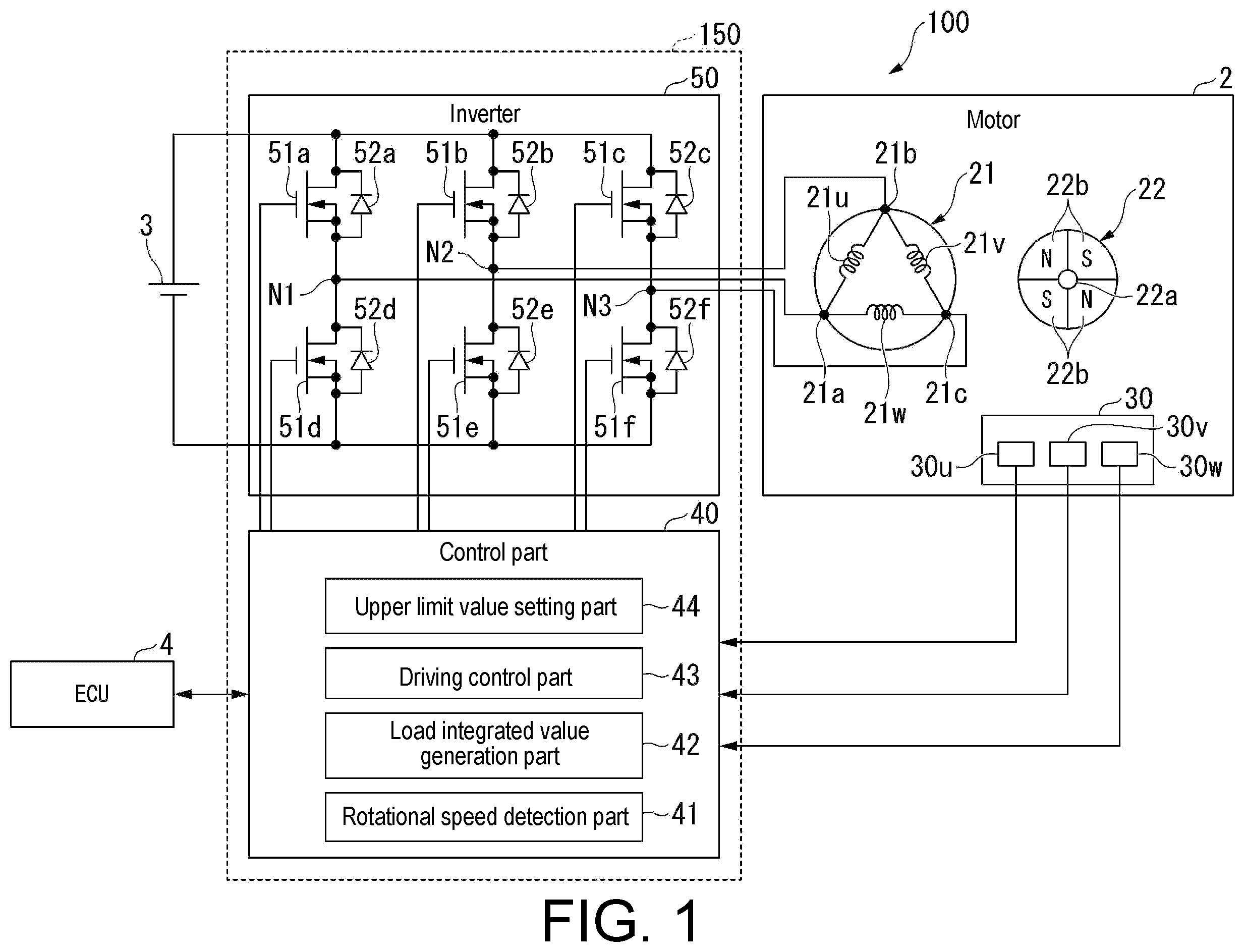 Patent US12351136 Figure 1 – Motor control device, motor device, wiper device, and motor control method