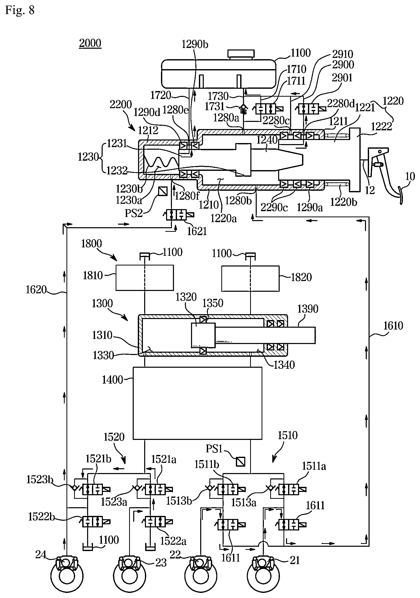 Patent US12351146 Figure 8 – Electronic brake system and operating method thereof