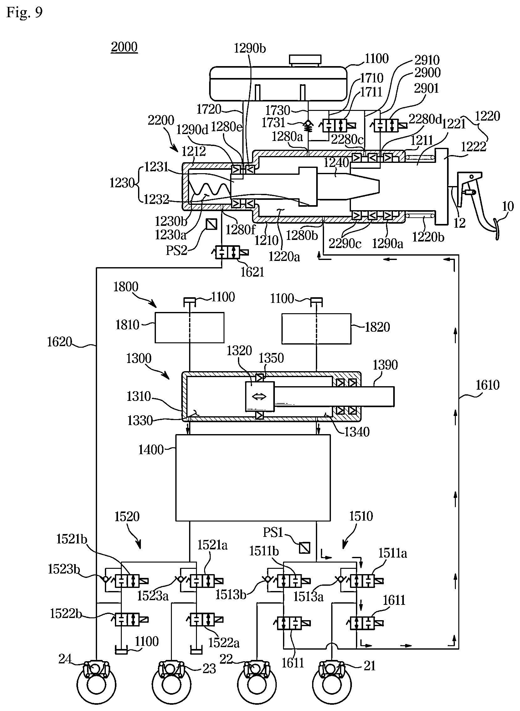 Patent US12351146 Figure 9 – Electronic brake system and operating method thereof