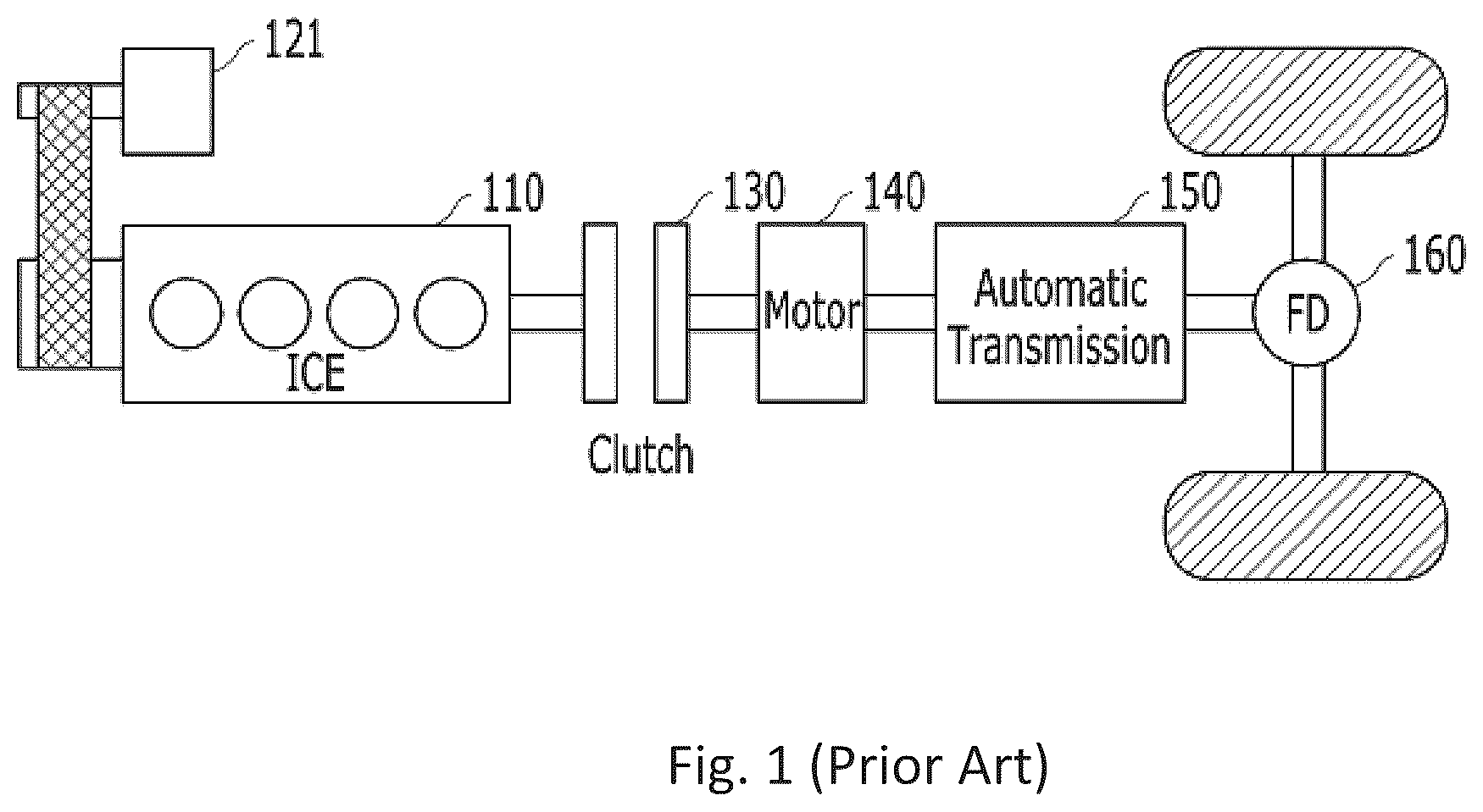 Patent US12351157 Figure 1 – Hybrid electric vehicle and method of motor control for the same