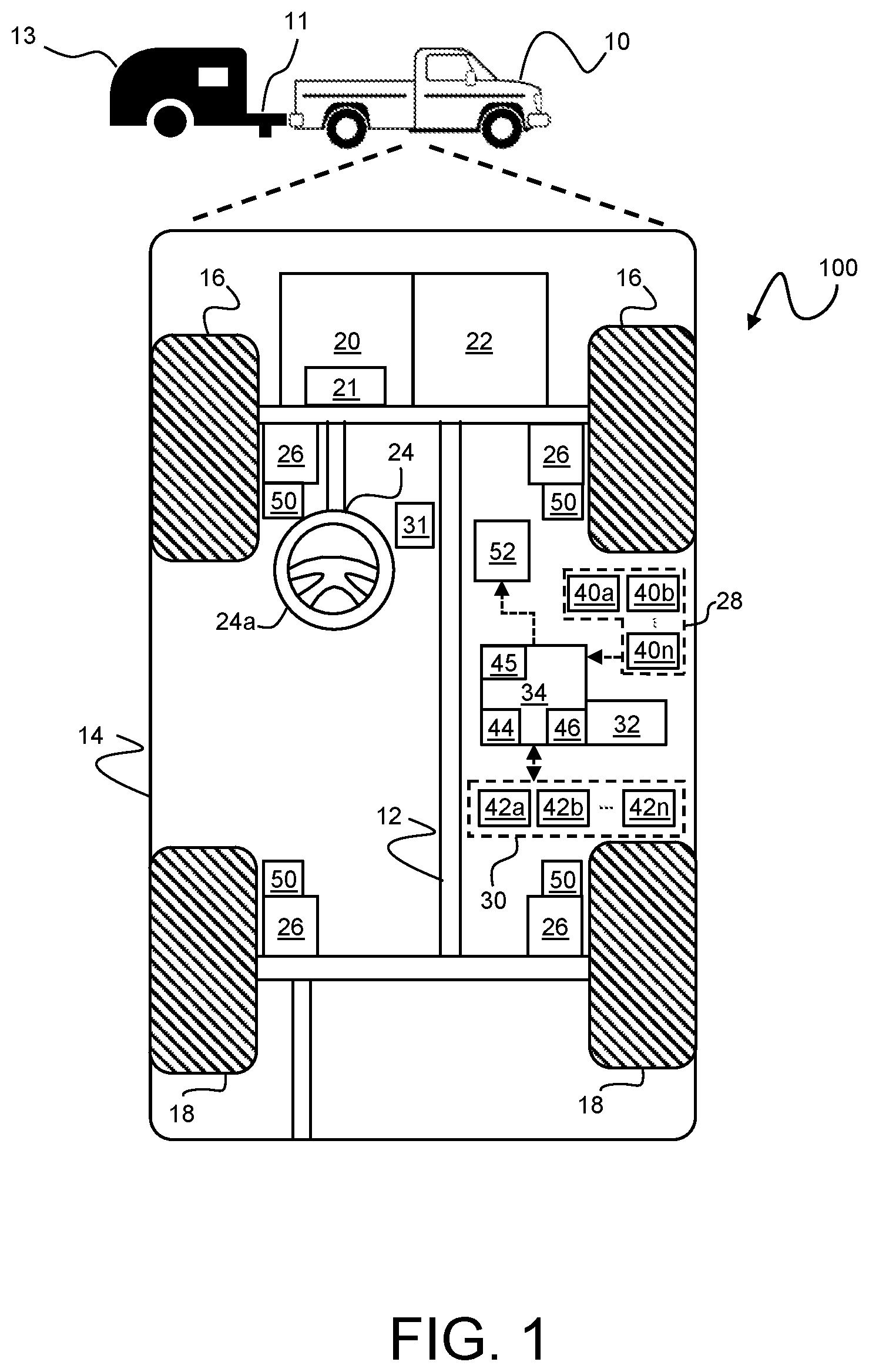 Patent US12351192 Figure 1 – Methods and systems for vehicular weight-related parameter estimation
