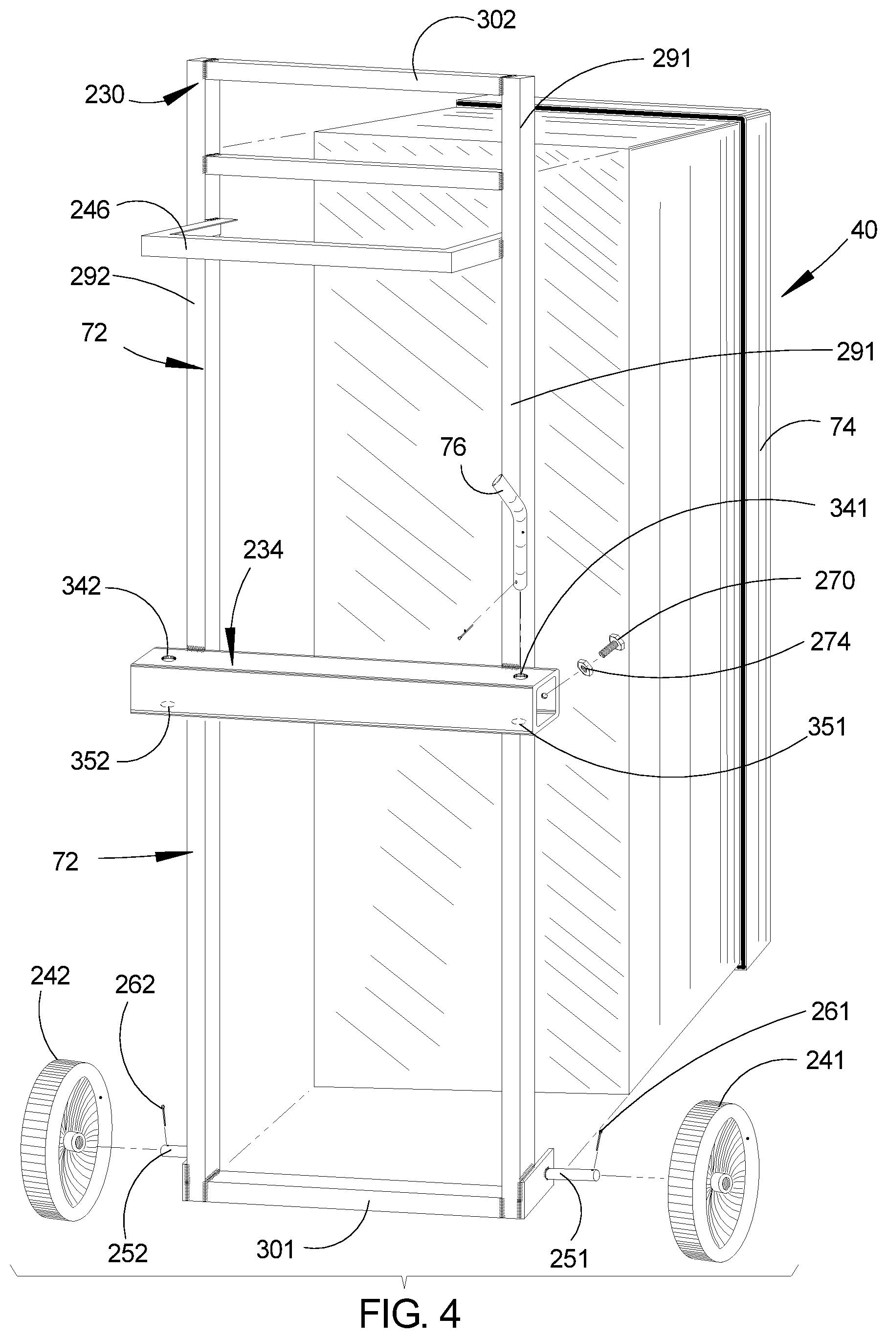 Patent US12351227 Figure 4 – Cargo hauling assembly and method of utilizing the cargo hauling assembly on a vehicle