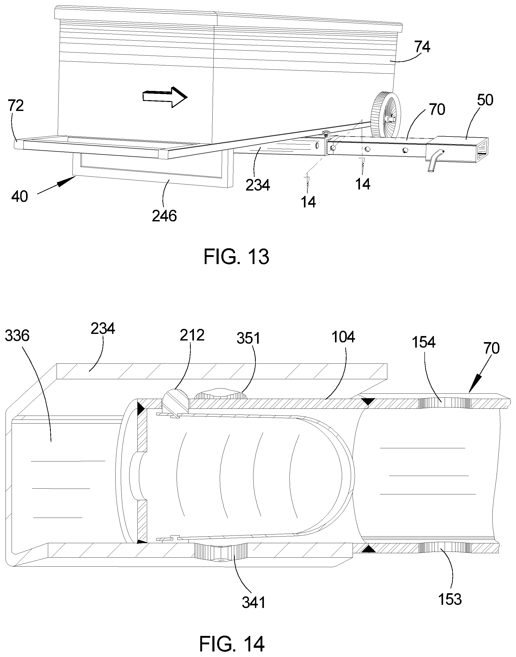 Patent US12351227 Figure 9 – Cargo hauling assembly and method of utilizing the cargo hauling assembly on a vehicle