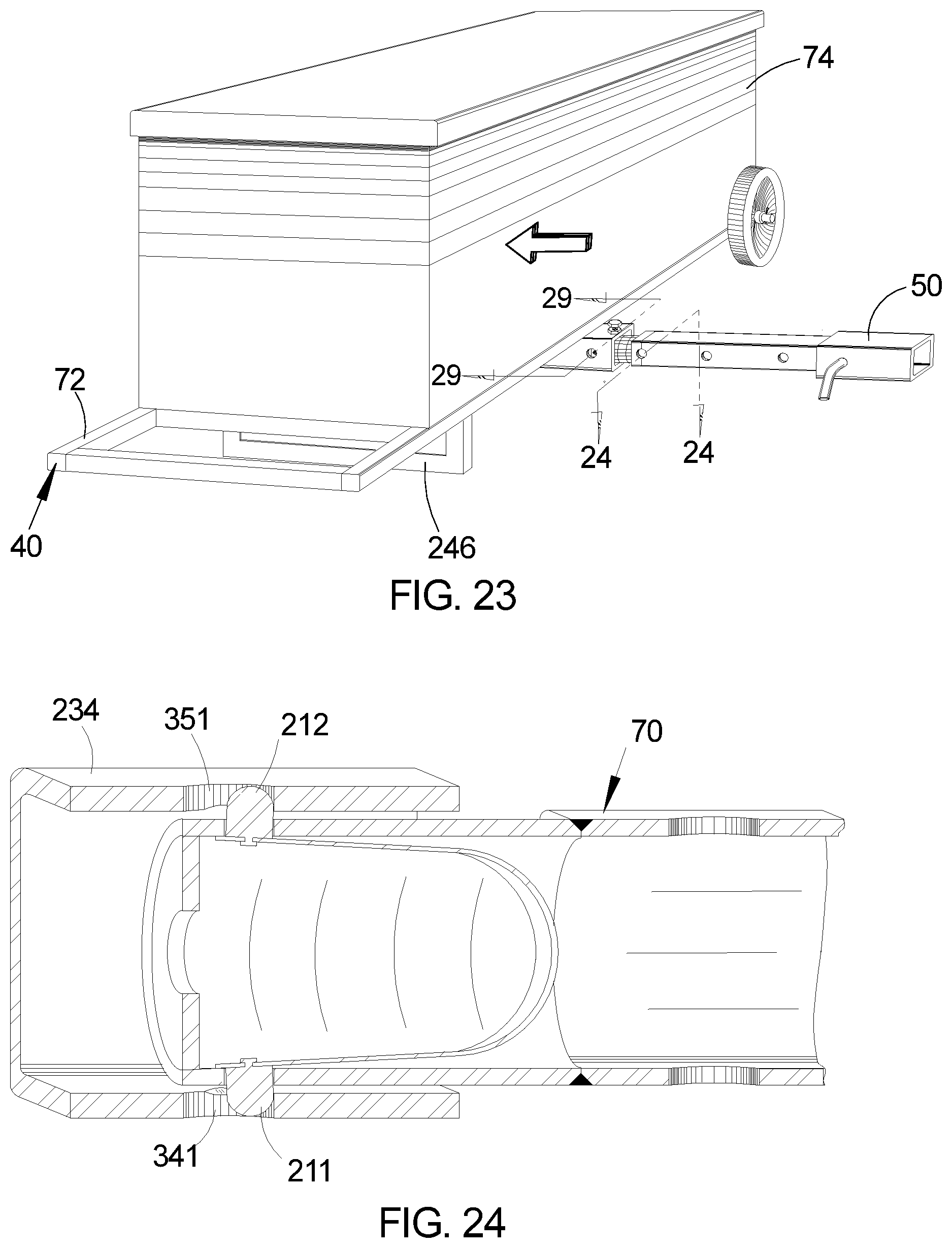 Patent US12351227 Figure 14 – Cargo hauling assembly and method of utilizing the cargo hauling assembly on a vehicle