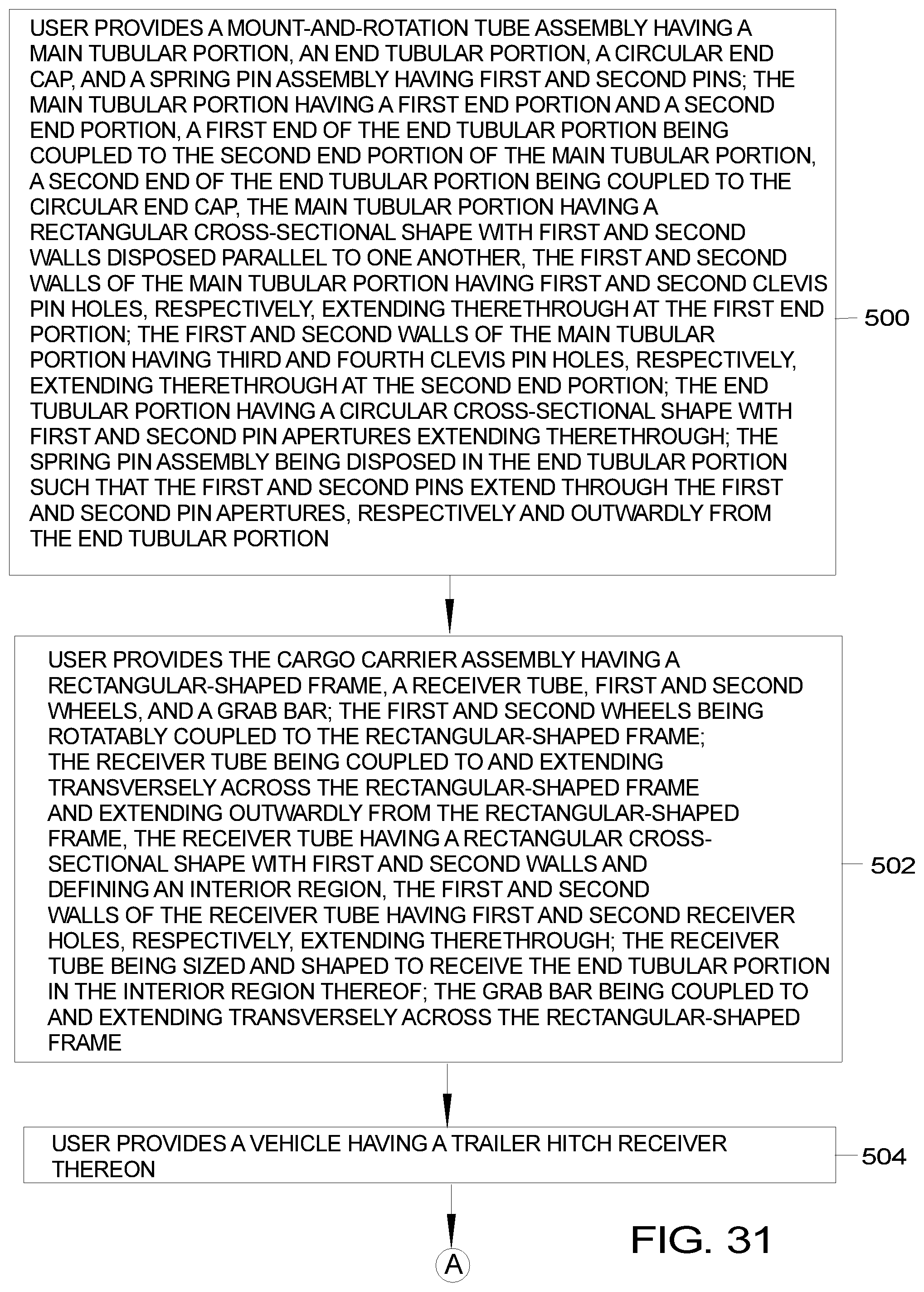 Patent US12351227 Figure 18 – Cargo hauling assembly and method of utilizing the cargo hauling assembly on a vehicle