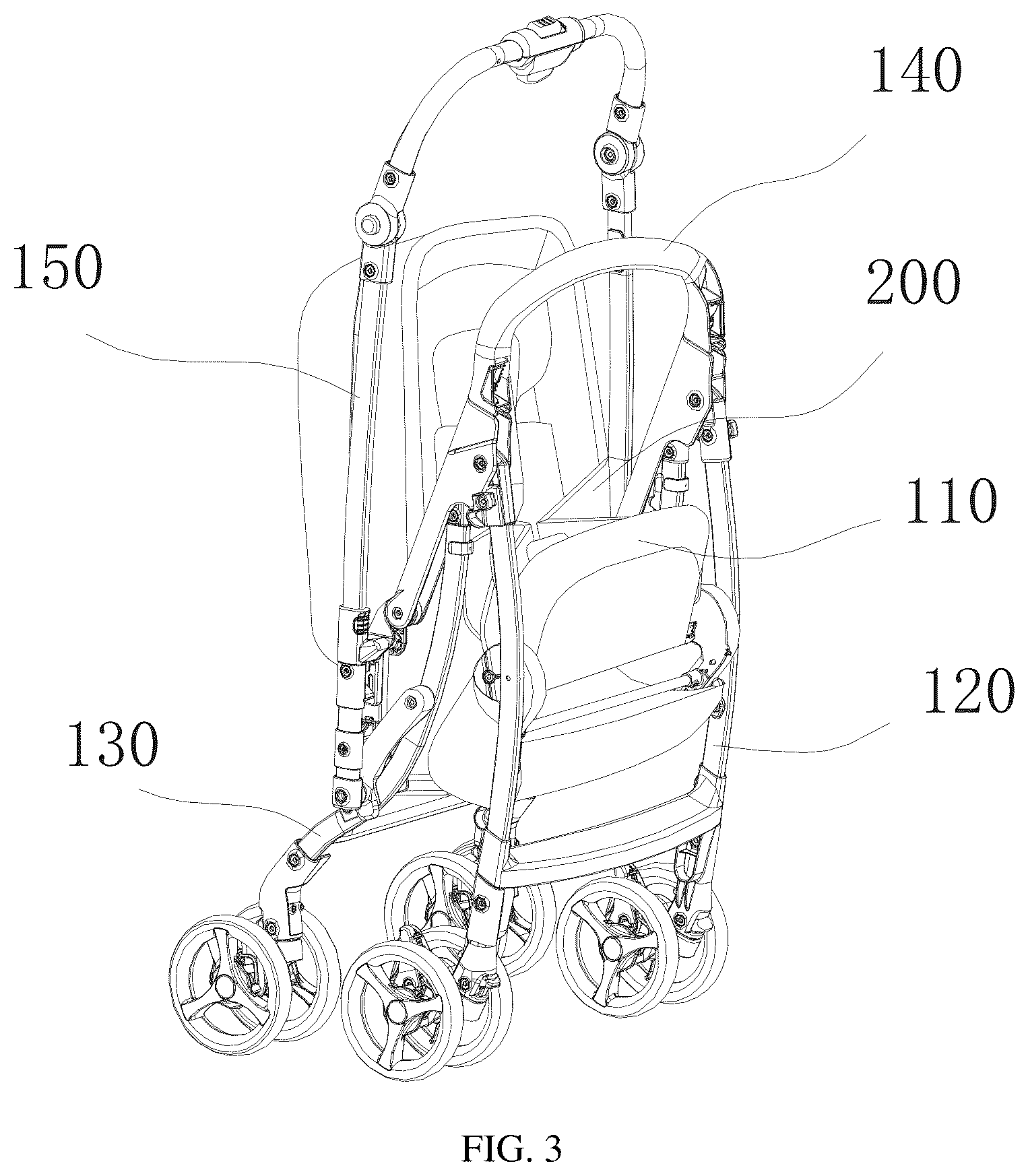 Patent US12351229 Figure 3 – Baby stroller and seat cover assembly thereof