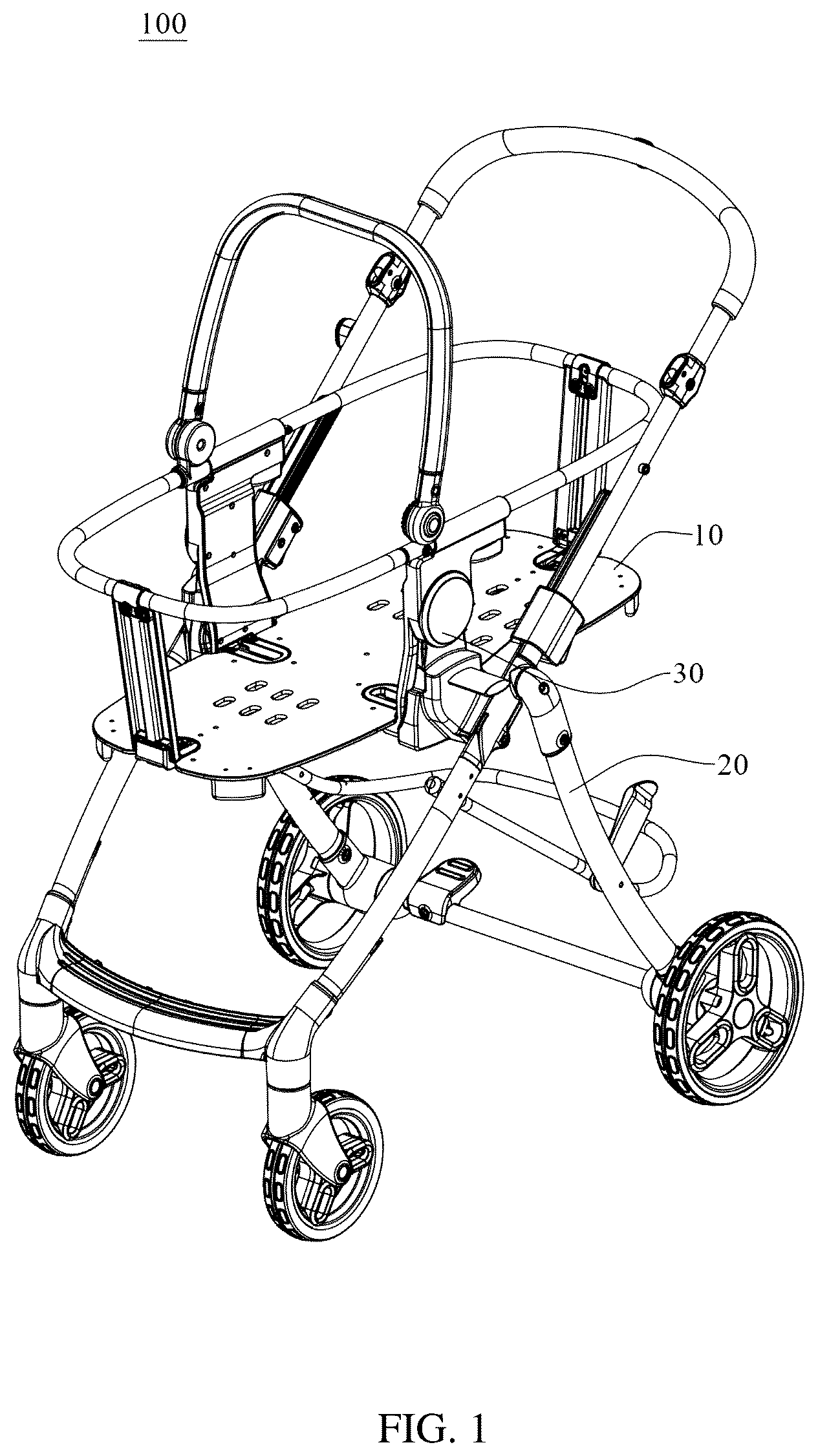 Patent US12351230 Figure 1 – Snapping structure and baby carrier using the same