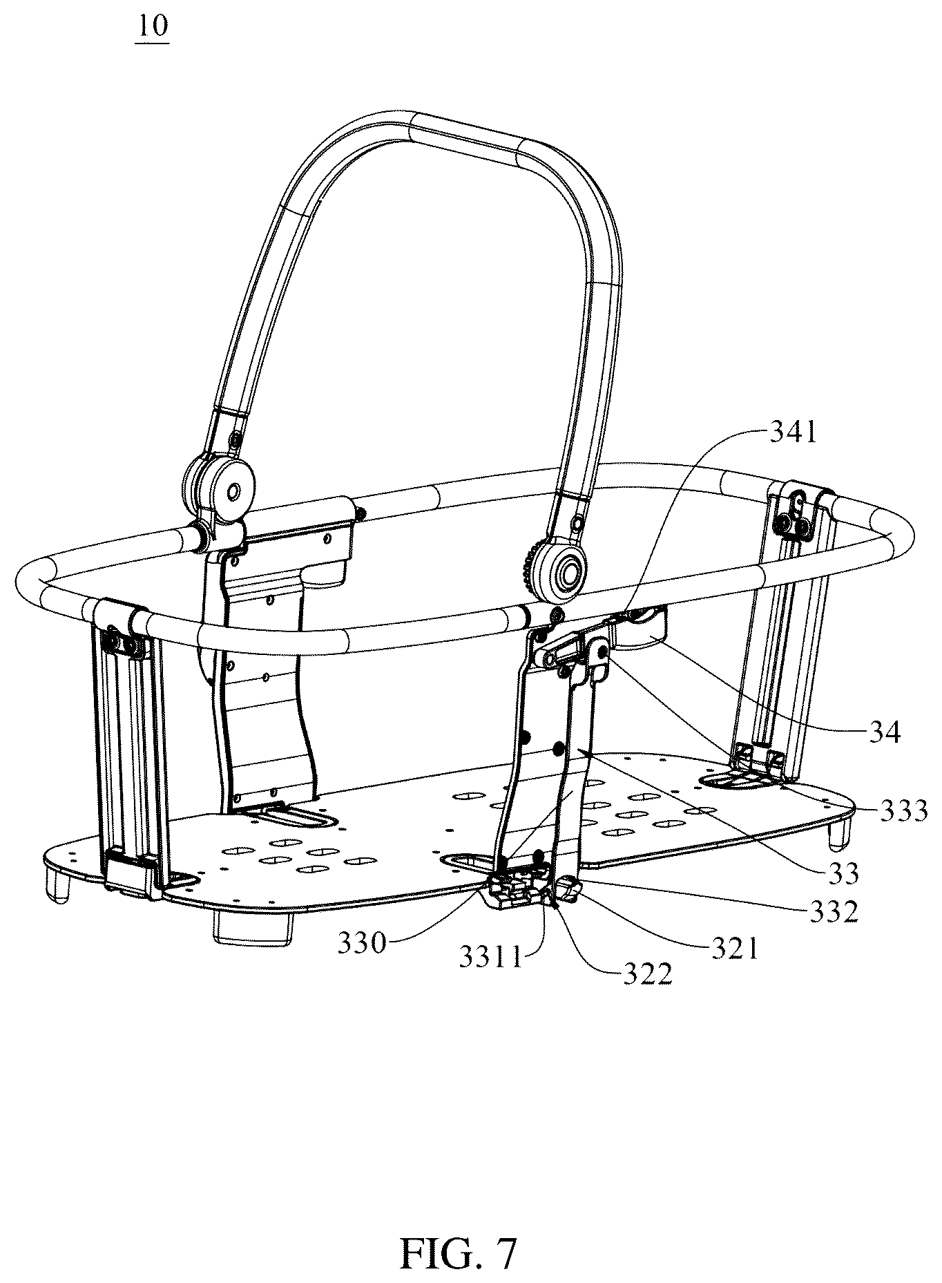 Patent US12351230 Figure 7 – Snapping structure and baby carrier using the same