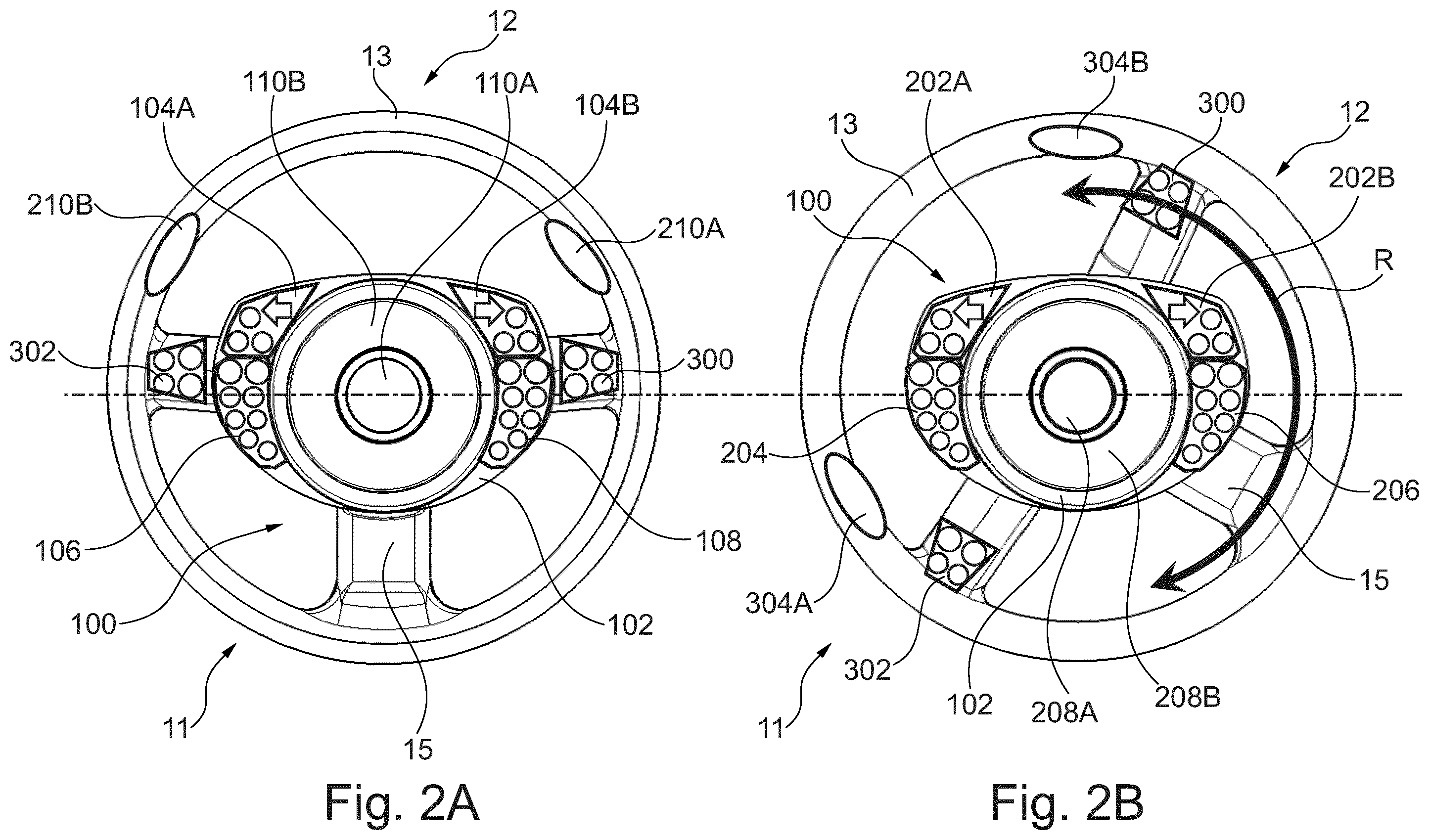 Patent US12351232 Figure 2 – Retractable steering wheel arrangement with non-planar steering wheel rim