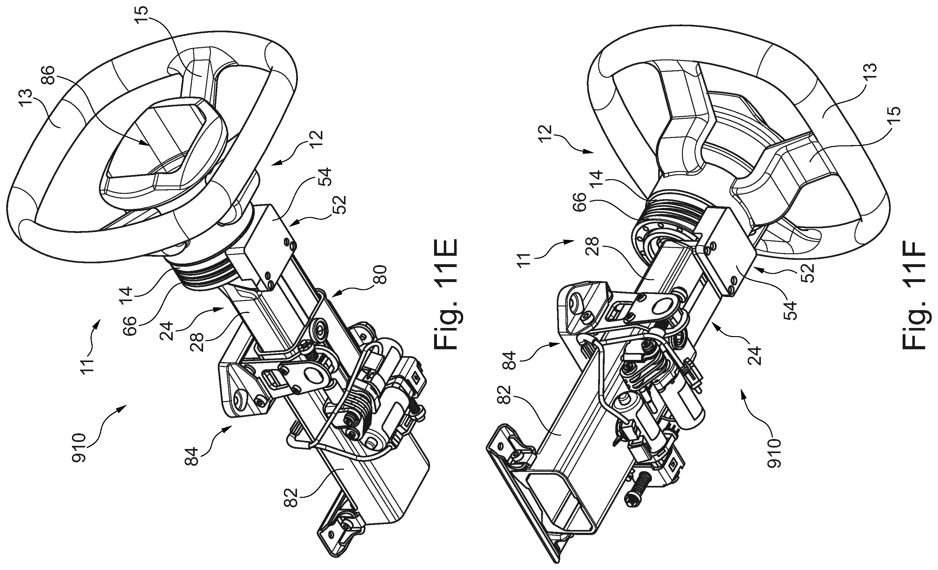 Patent US12351232 Figure 14 – Retractable steering wheel arrangement with non-planar steering wheel rim