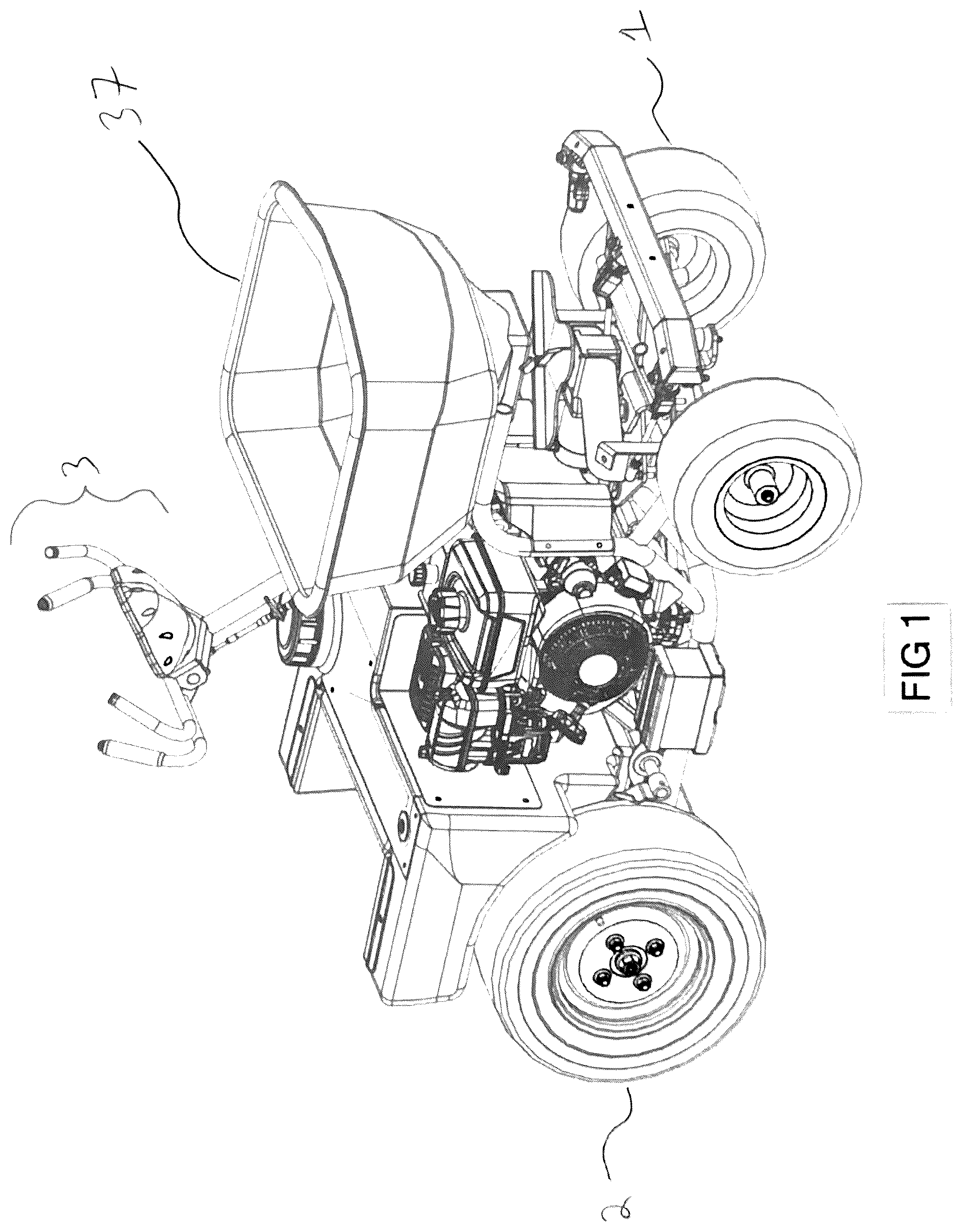 Patent US12351235 — Vehicle articulating and caster steering — Figure 1