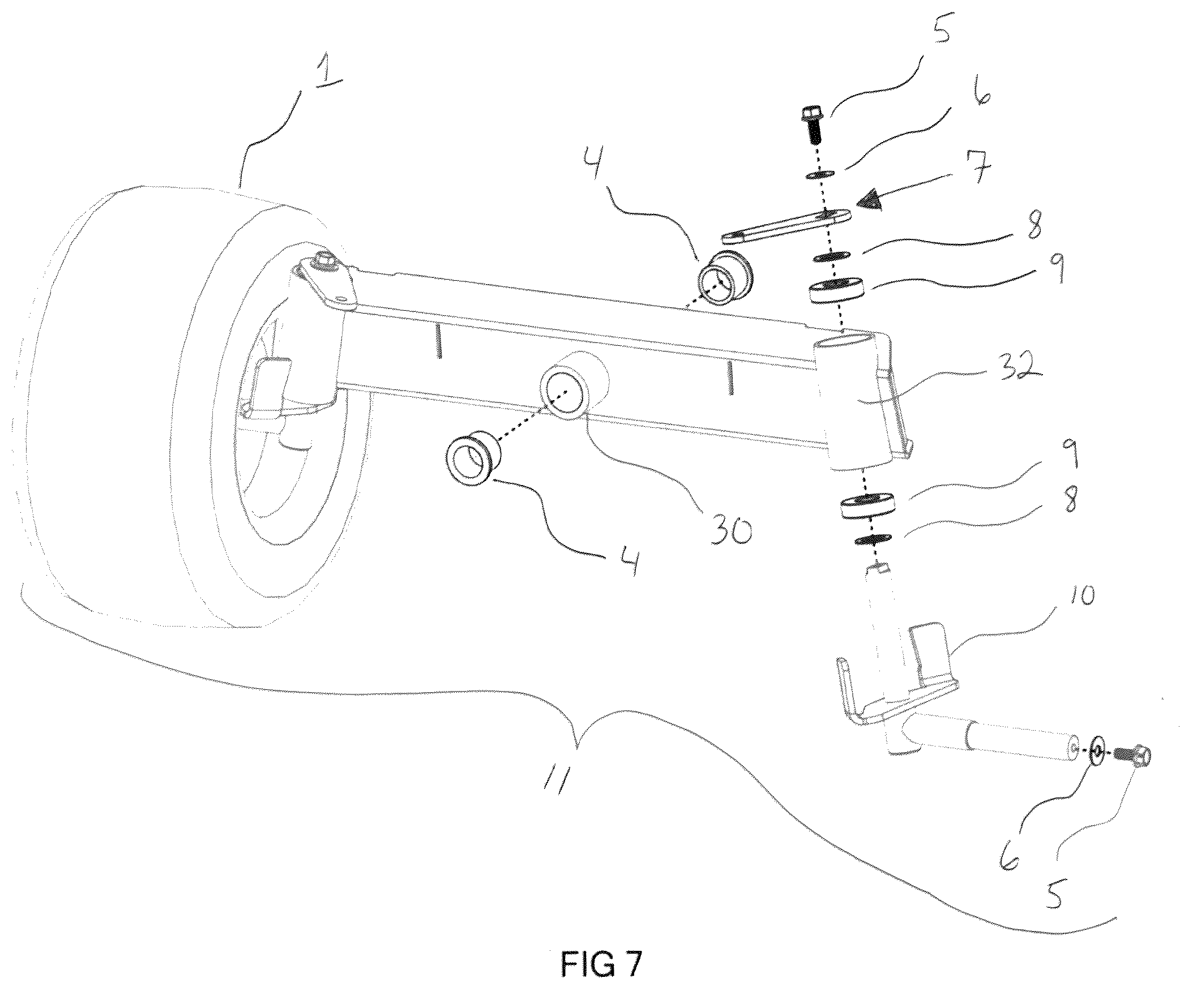 Patent US12351235 Figure 7 – Vehicle articulating and caster steering