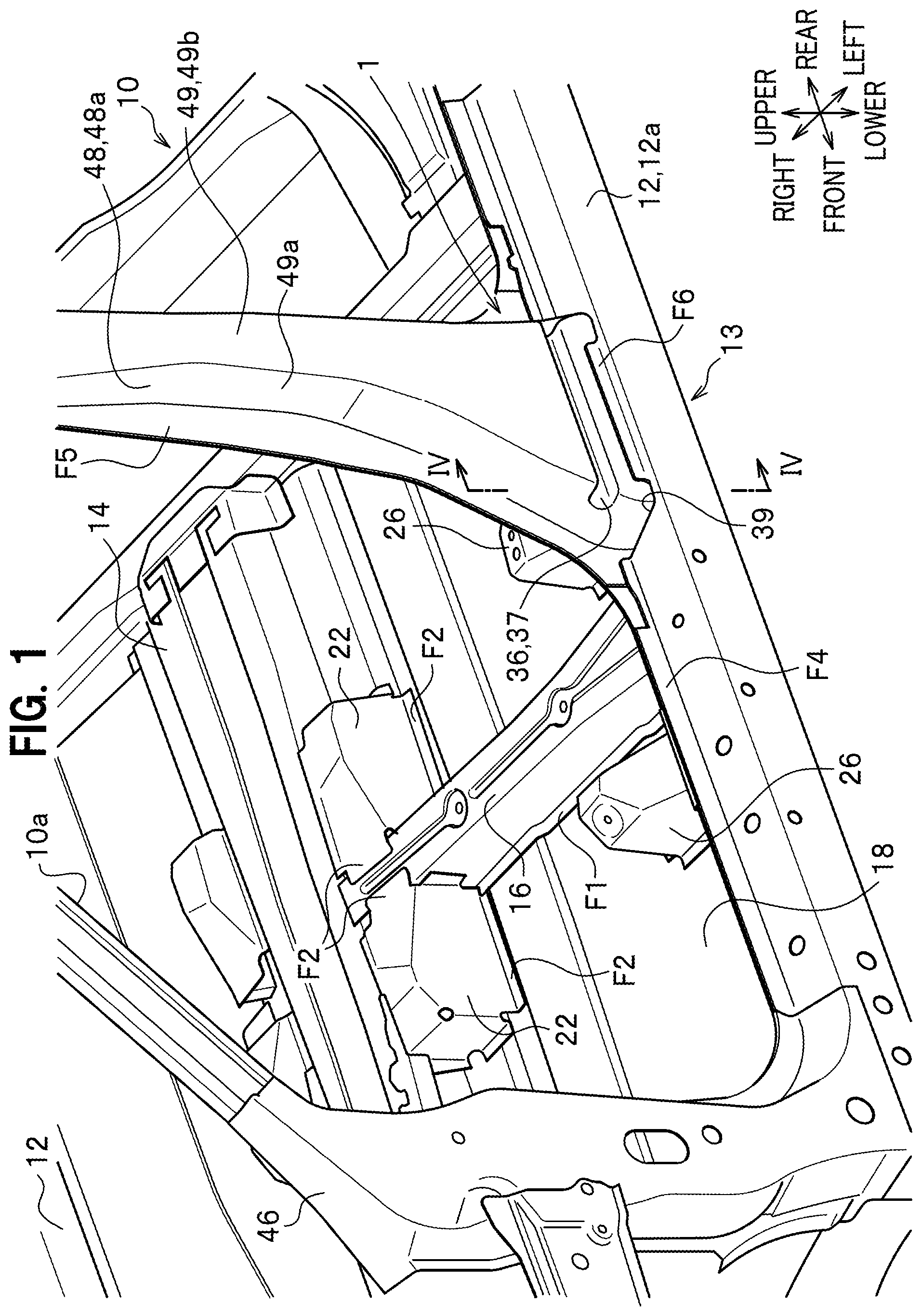 Patent US12351240 Figure 1 – Vehicle body side structure