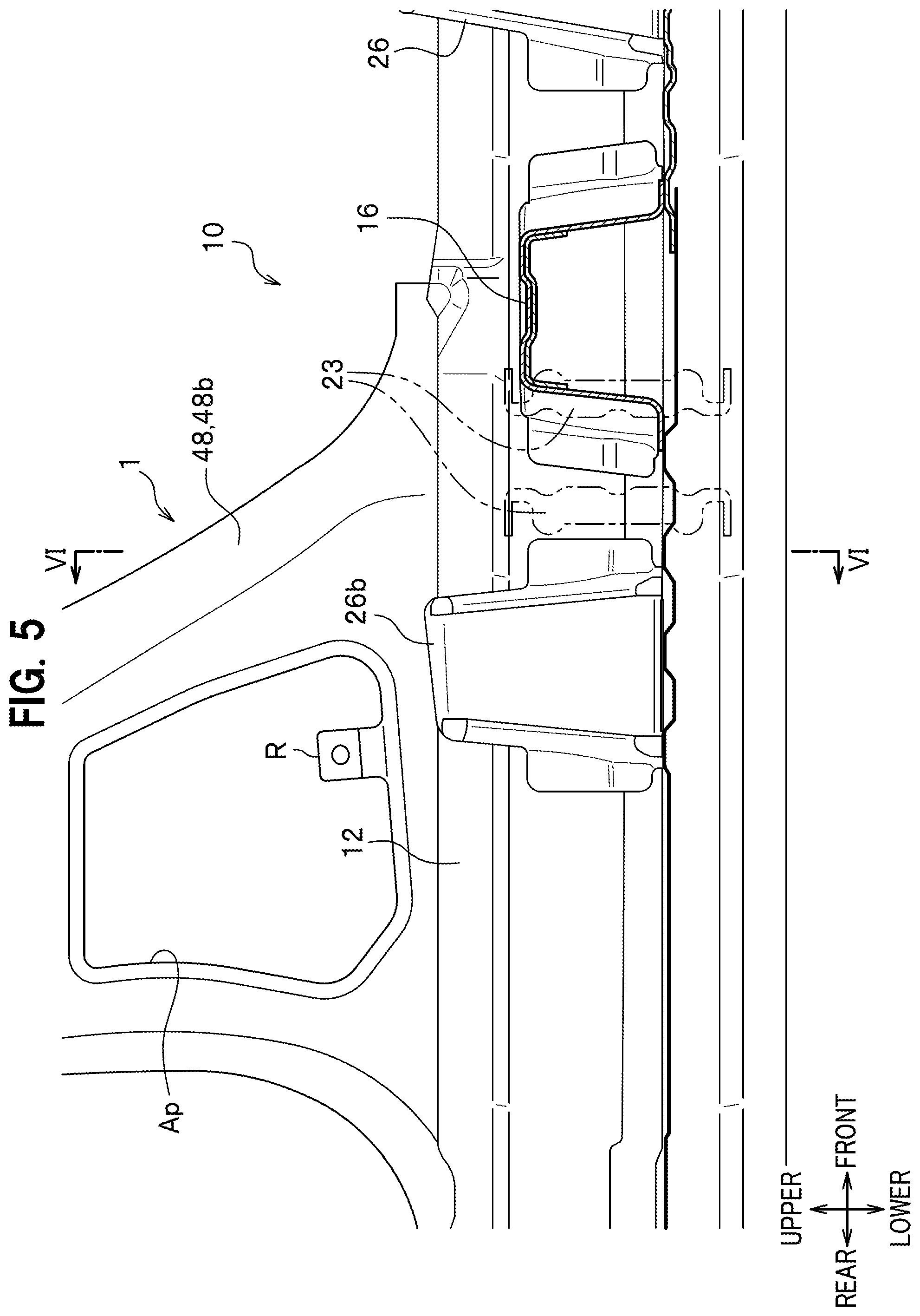 Patent US12351240 Figure 5 – Vehicle body side structure
