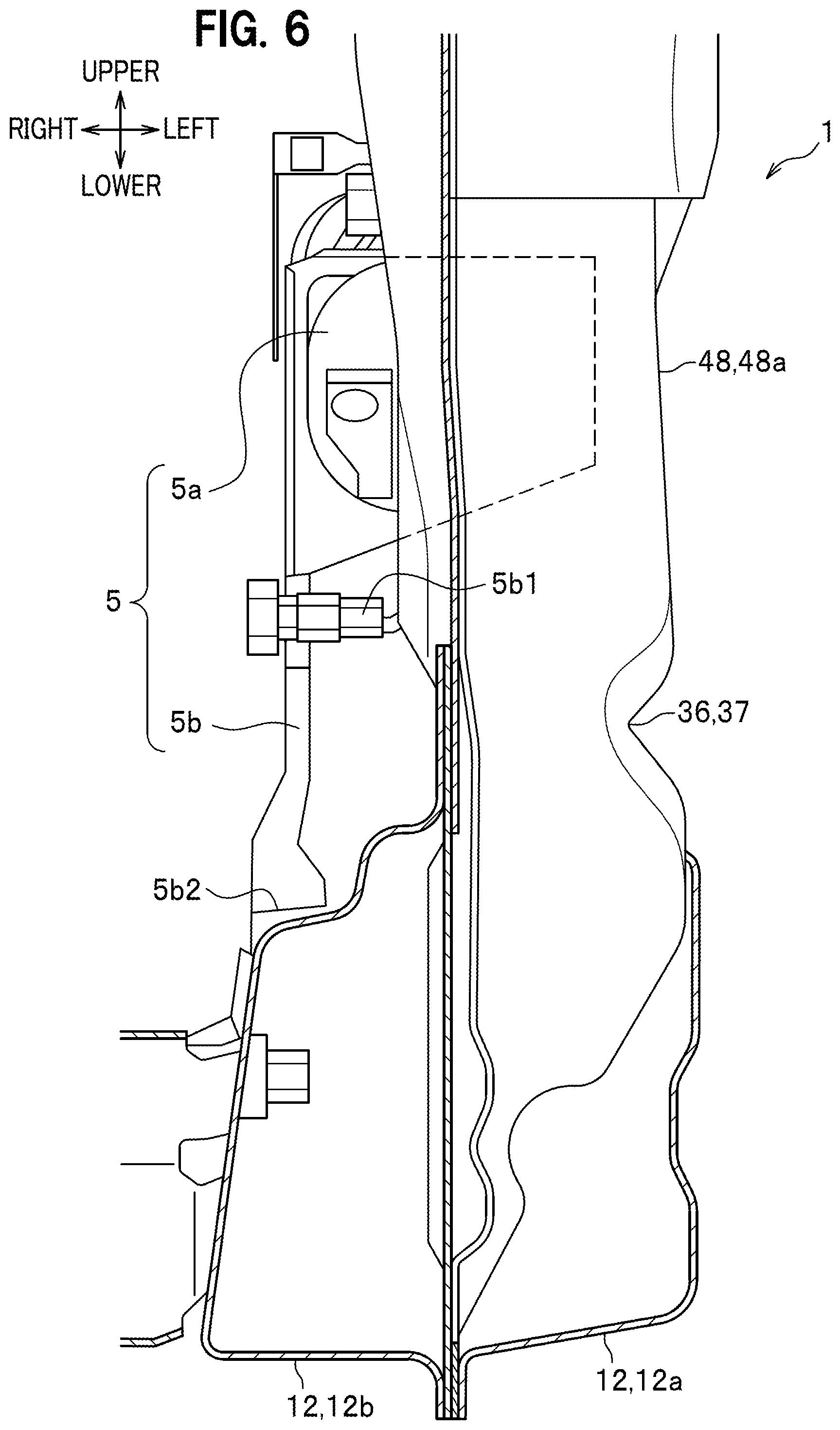 Patent US12351240 Figure 6 – Vehicle body side structure