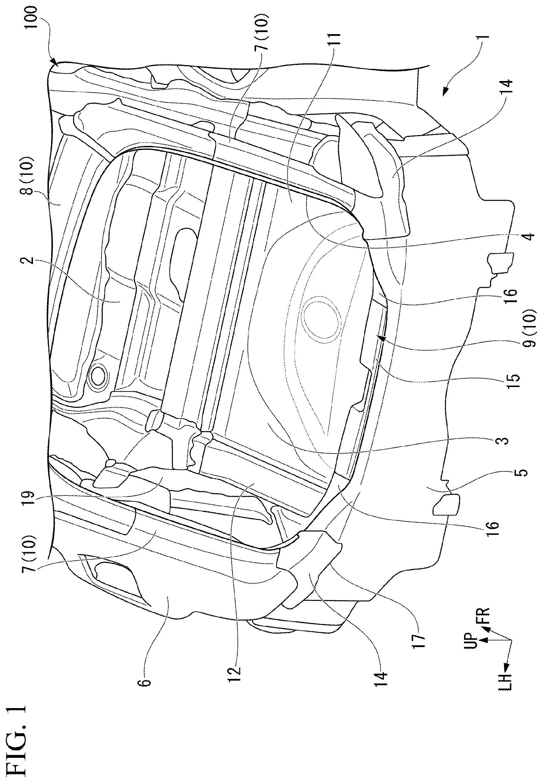 Patent US12351242 Figure 1 – Vehicle rear portion structure