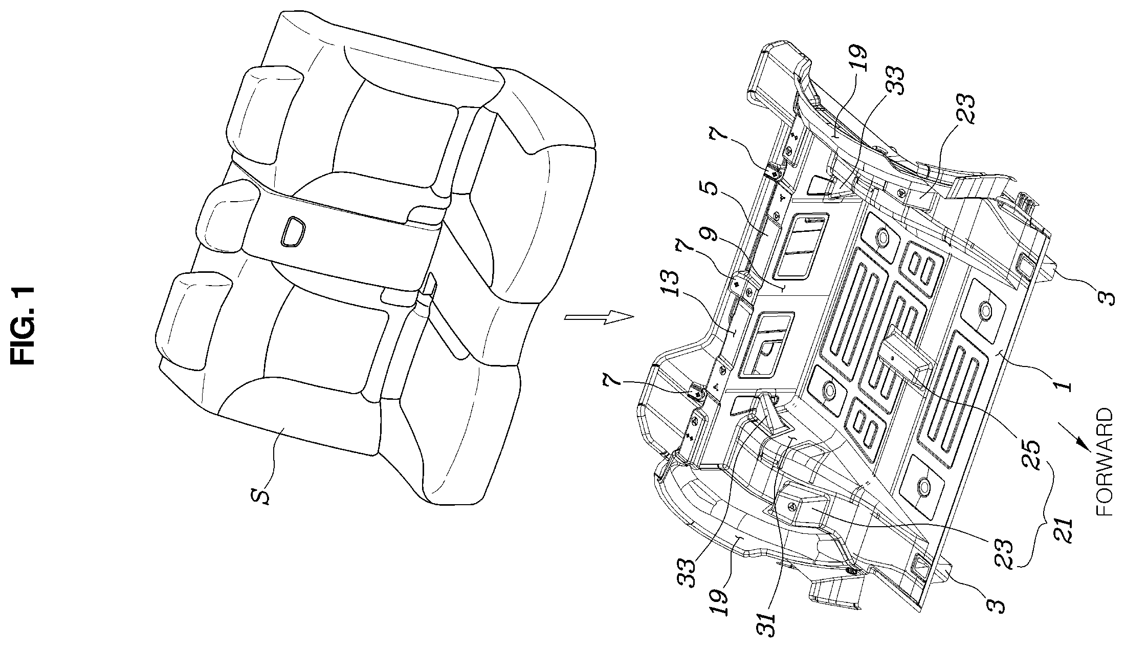 Patent US12351243 — Vehicle body structure — Figure 1