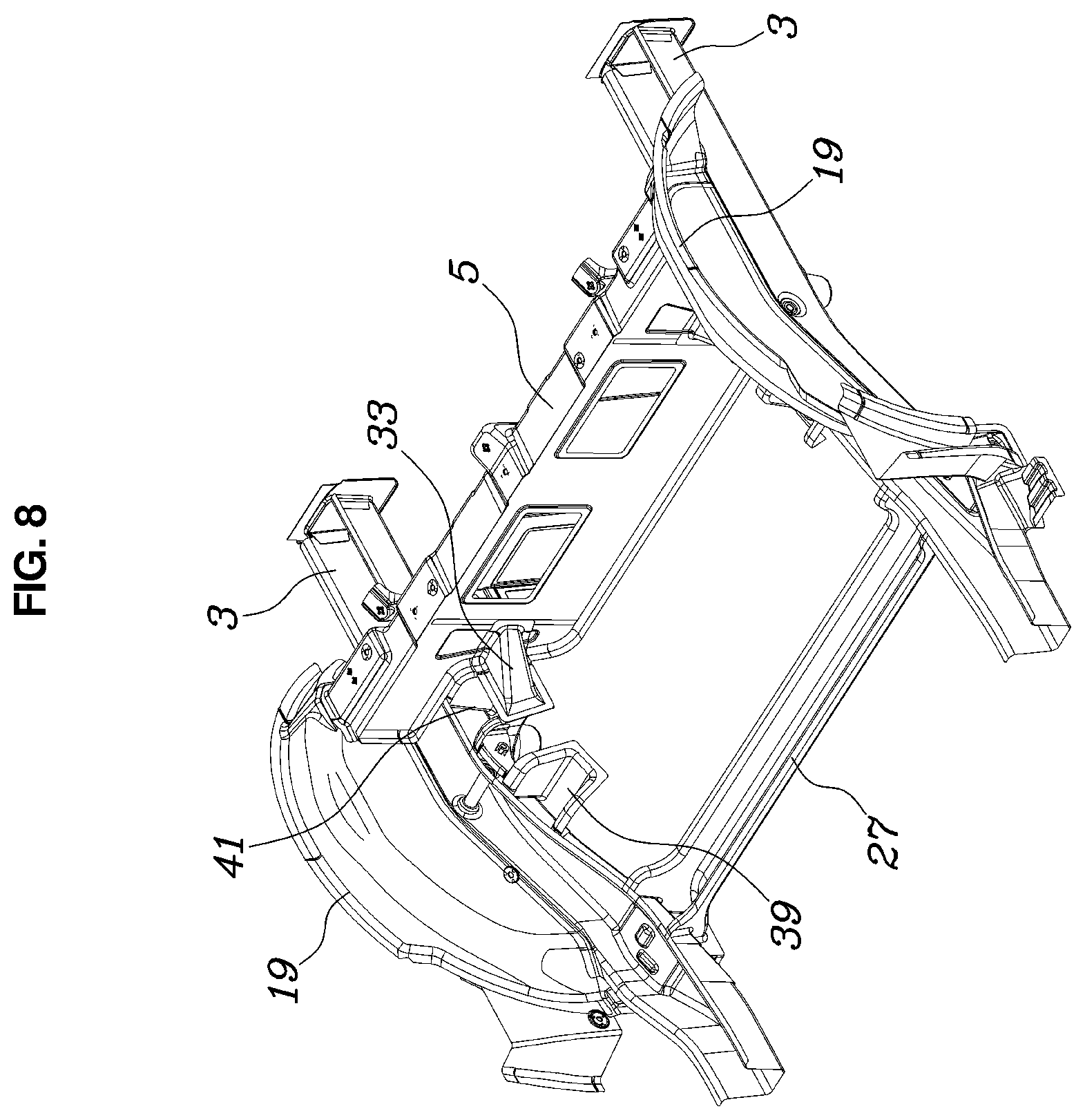 Patent US12351243 Figure 8 – Vehicle body structure