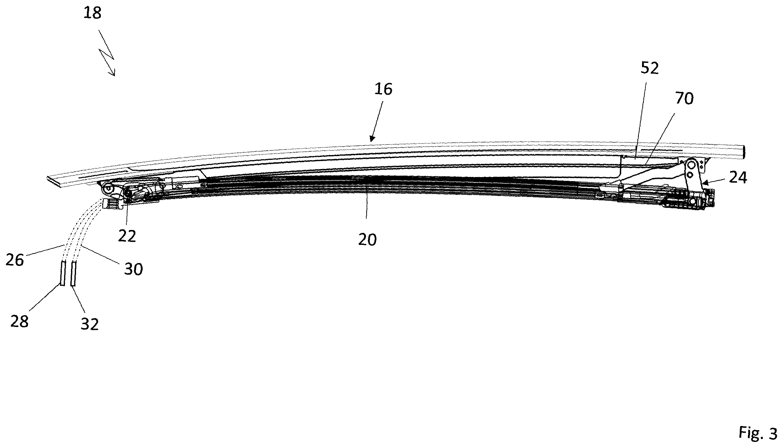 Patent US12351246 Figure 3 – Vehicle roof comprising a roof opening system having two kinematic units