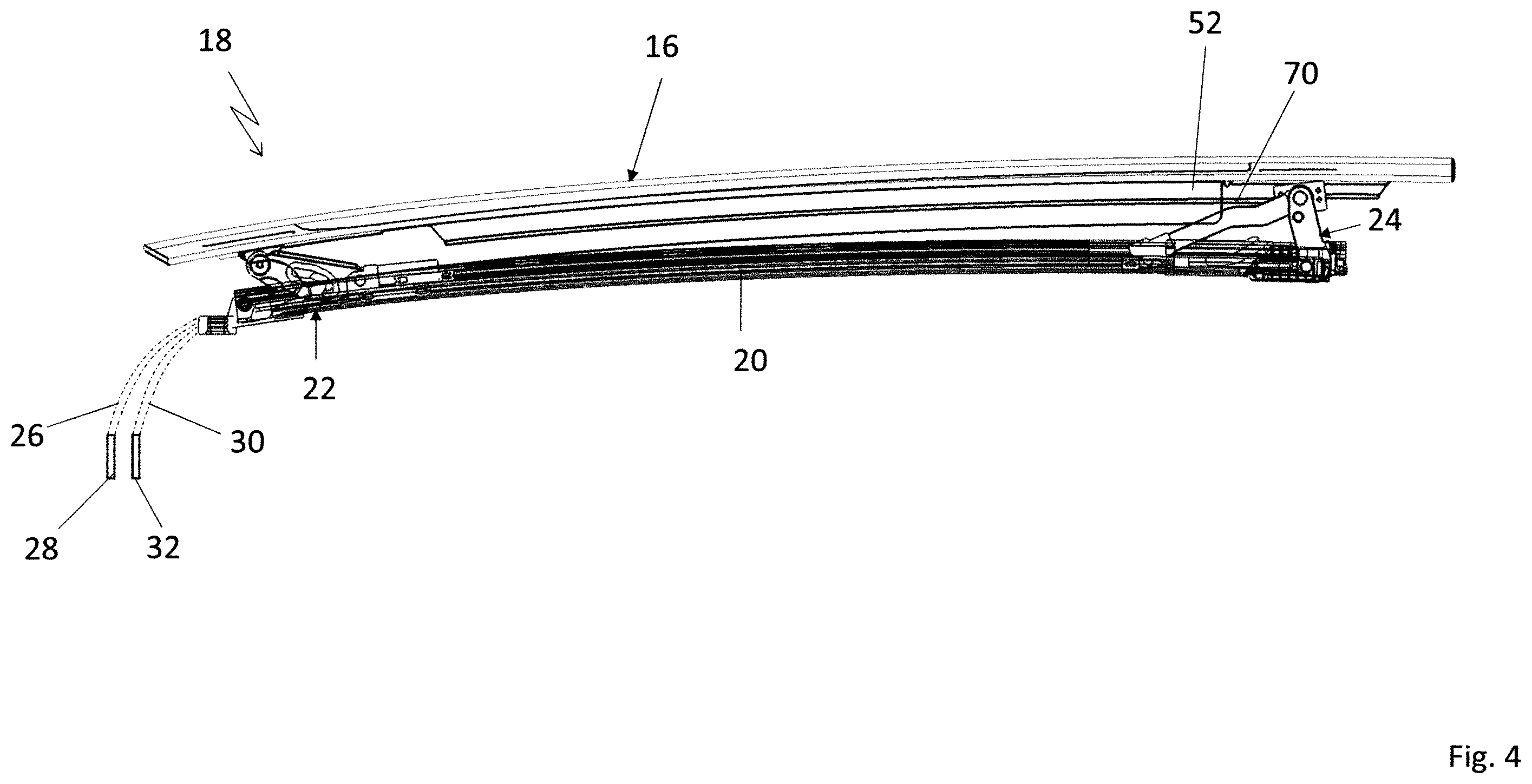 Patent US12351246 Figure 4 – Vehicle roof comprising a roof opening system having two kinematic units