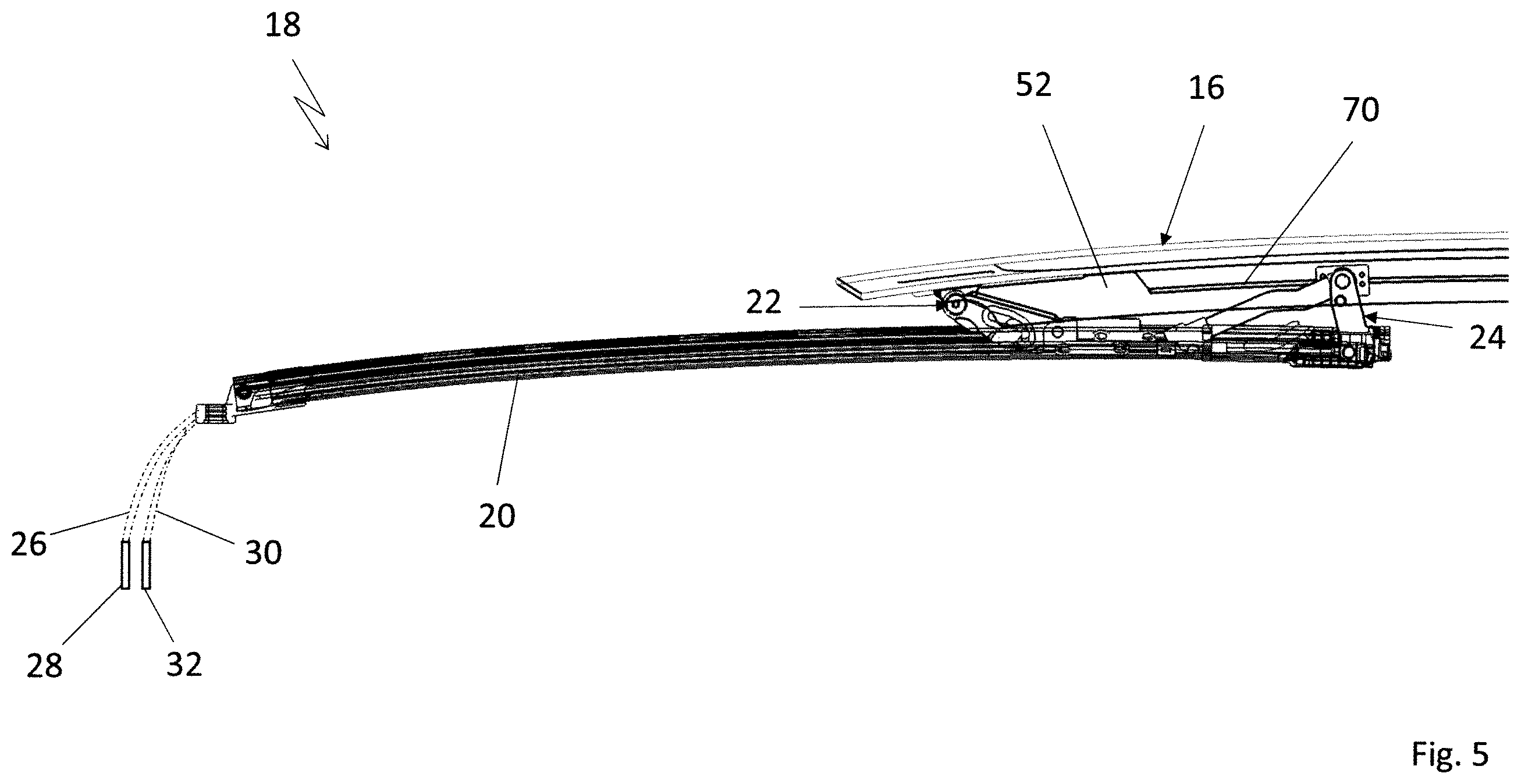 Patent US12351246 Figure 5 – Vehicle roof comprising a roof opening system having two kinematic units