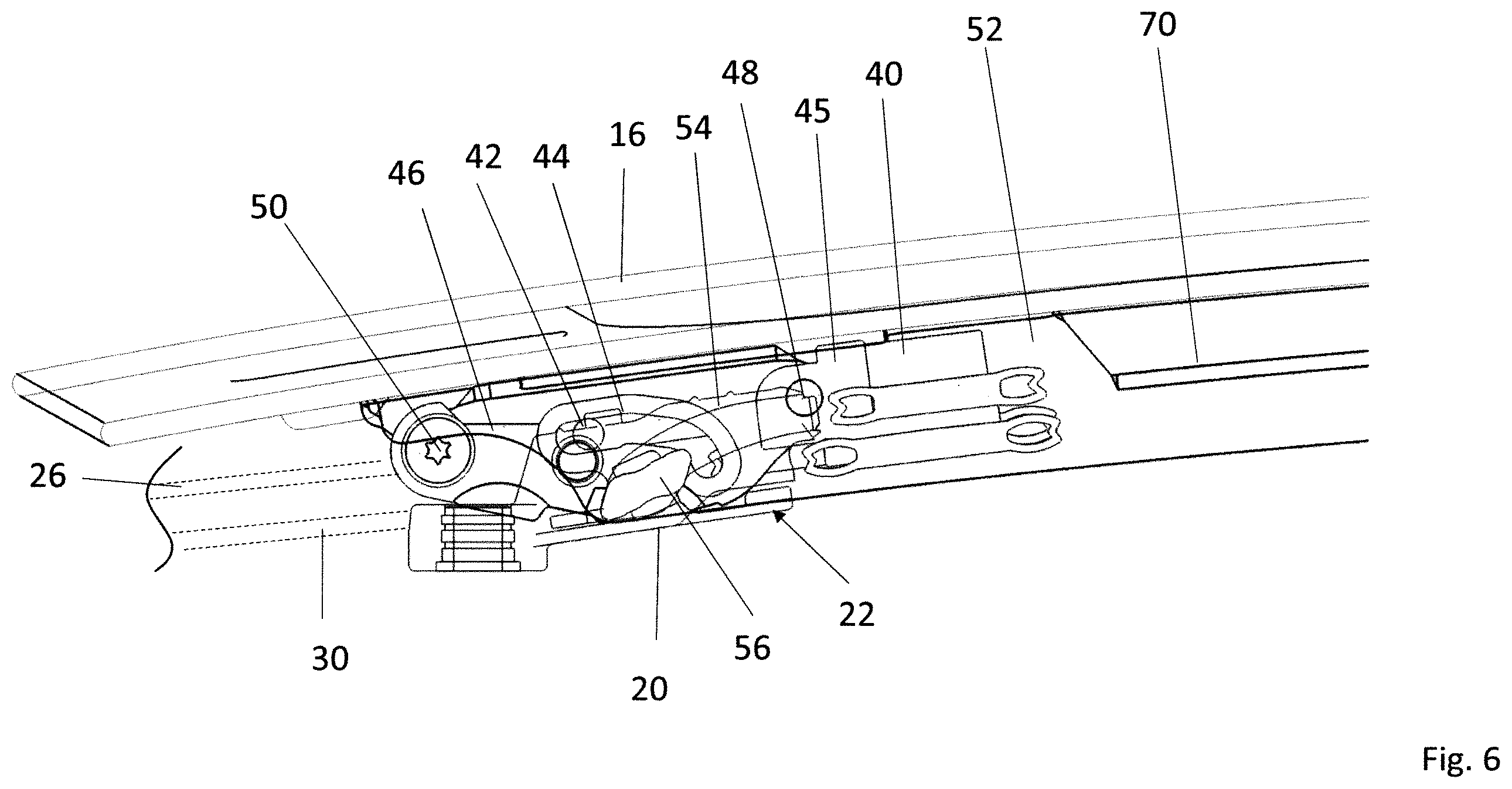 Patent US12351246 Figure 6 – Vehicle roof comprising a roof opening system having two kinematic units