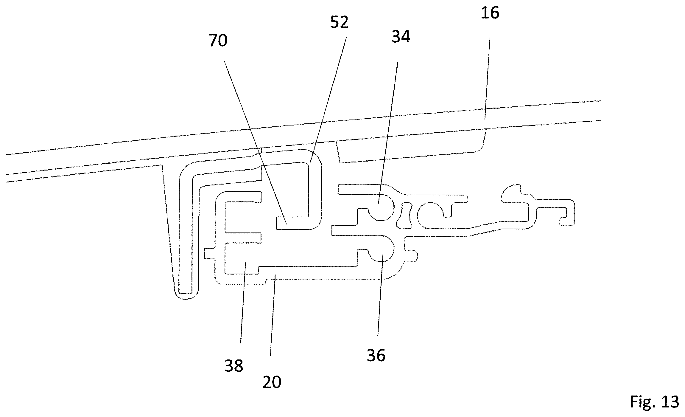 Patent US12351246 Figure 13 – Vehicle roof comprising a roof opening system having two kinematic units