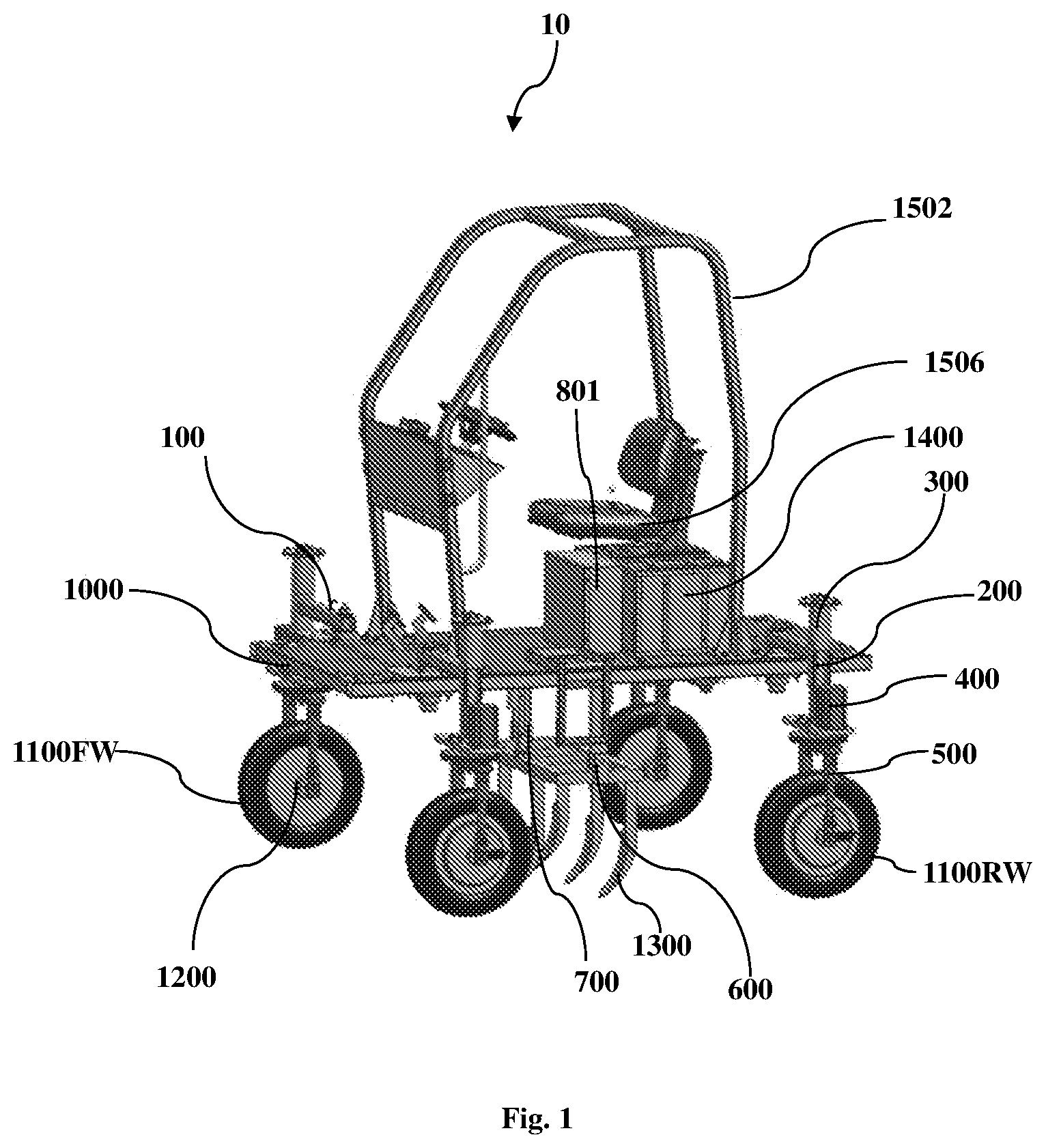 Patent US12351248 Figure 1 – All-terrain utility vehicle and methods thereof