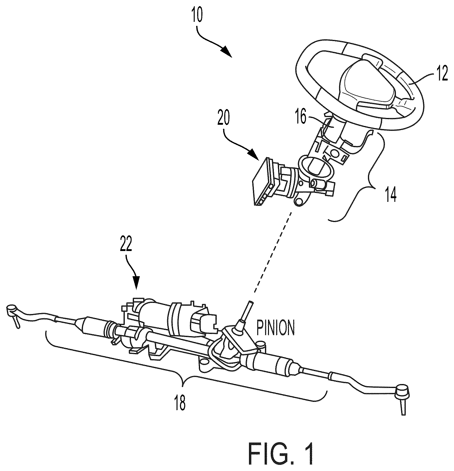 Patent US12351249 Figure 1 – Steer-by-wire rotational travel stop