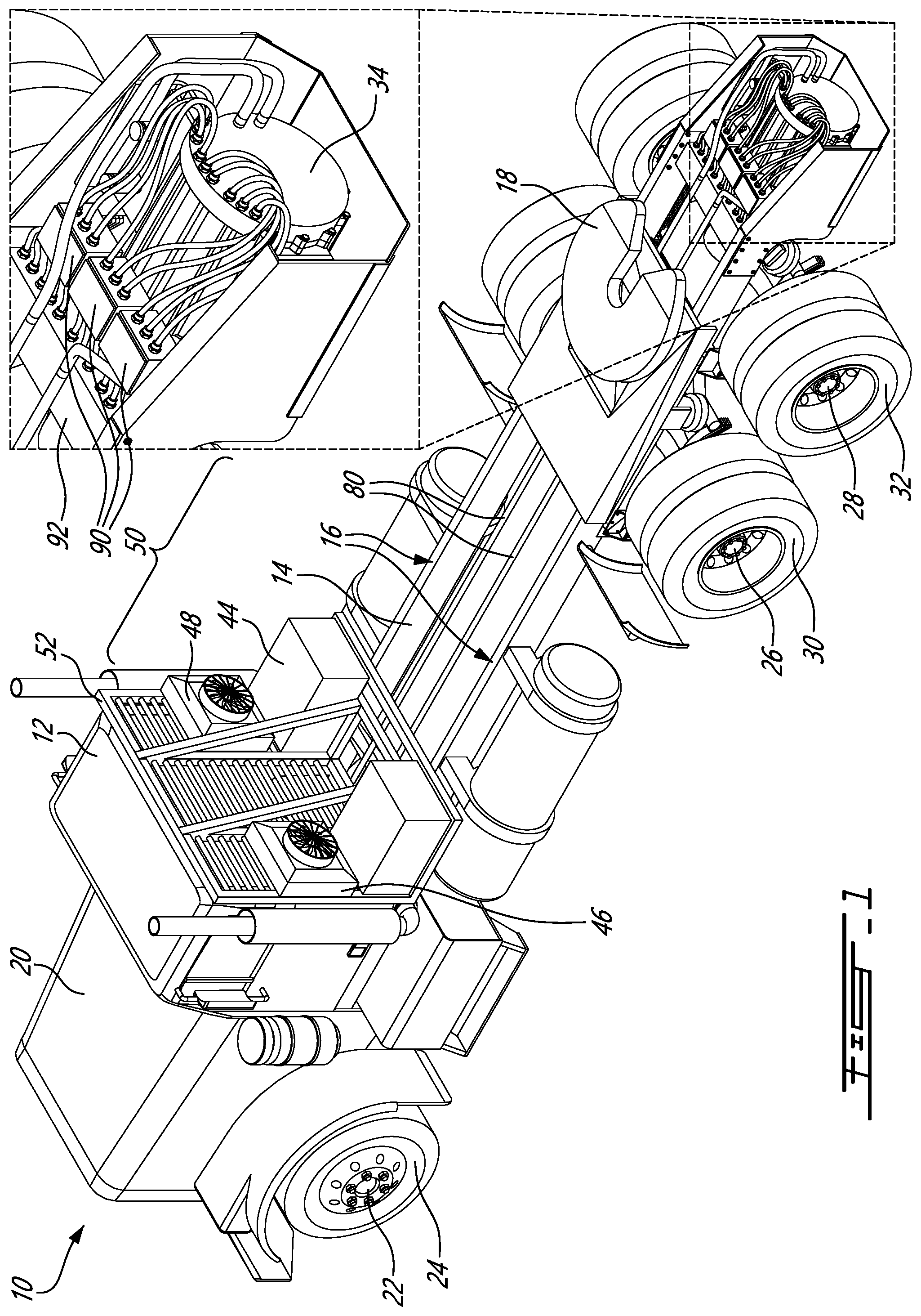 Patent US12351254 Figure 1 – Hybrid tractor truck